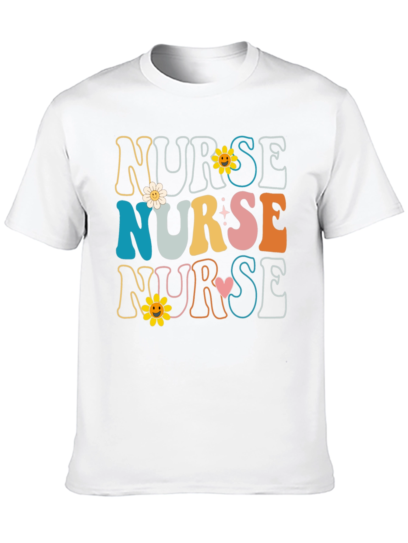 Retro Nurse T-Shirt with Floral Design