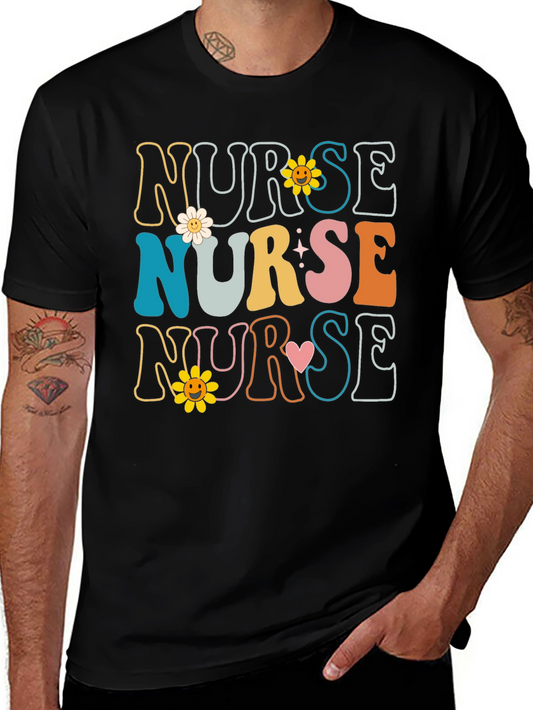 Retro Nurse T-Shirt with Floral Design