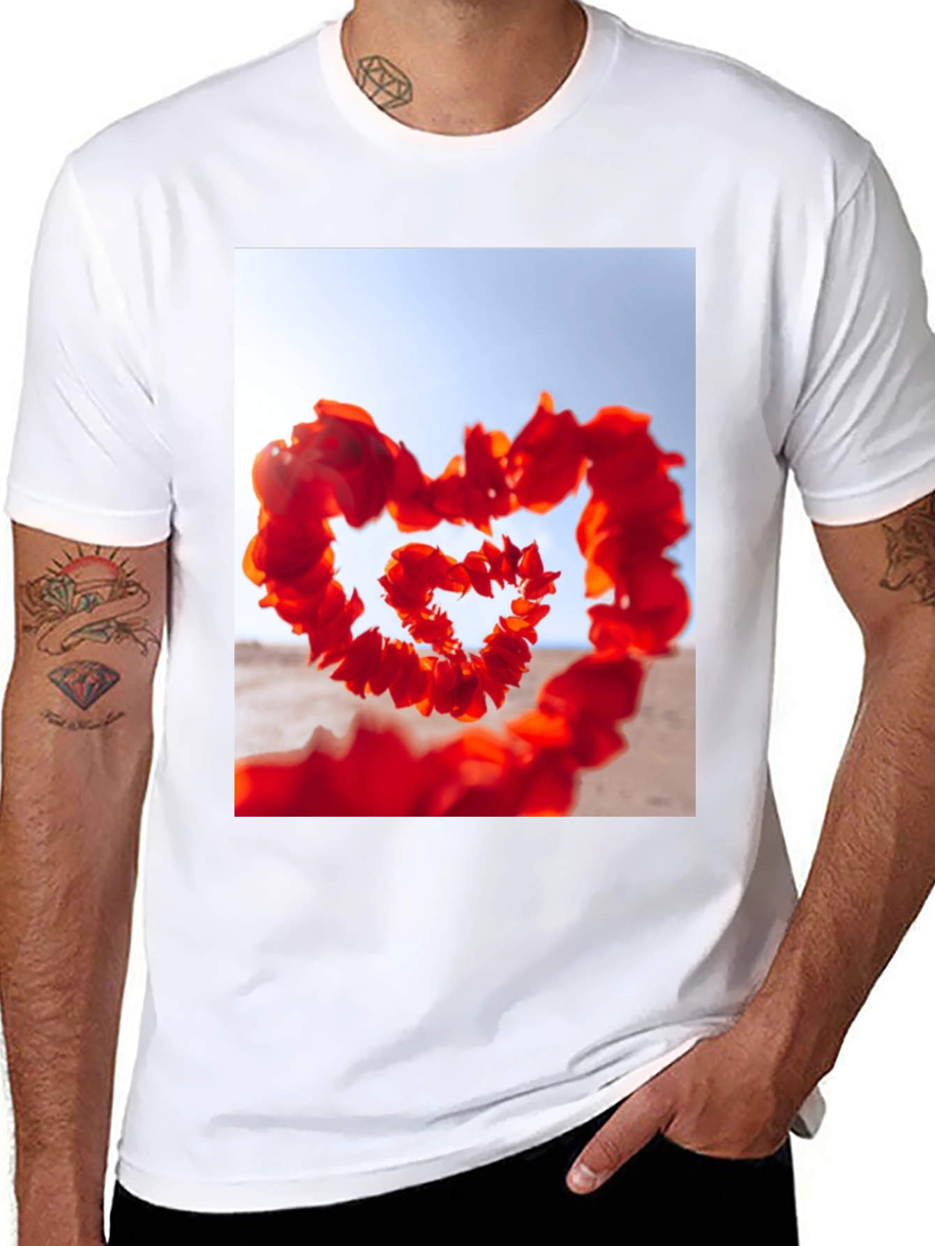 Heart Petals T-Shirt - Romantic Style