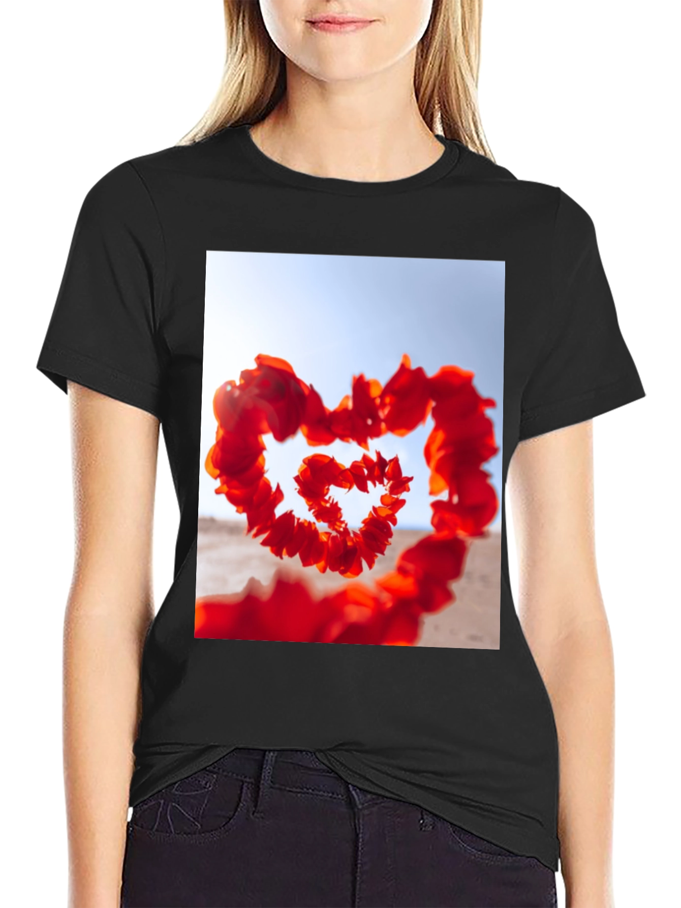 Heart Petals T-Shirt - Romantic Style
