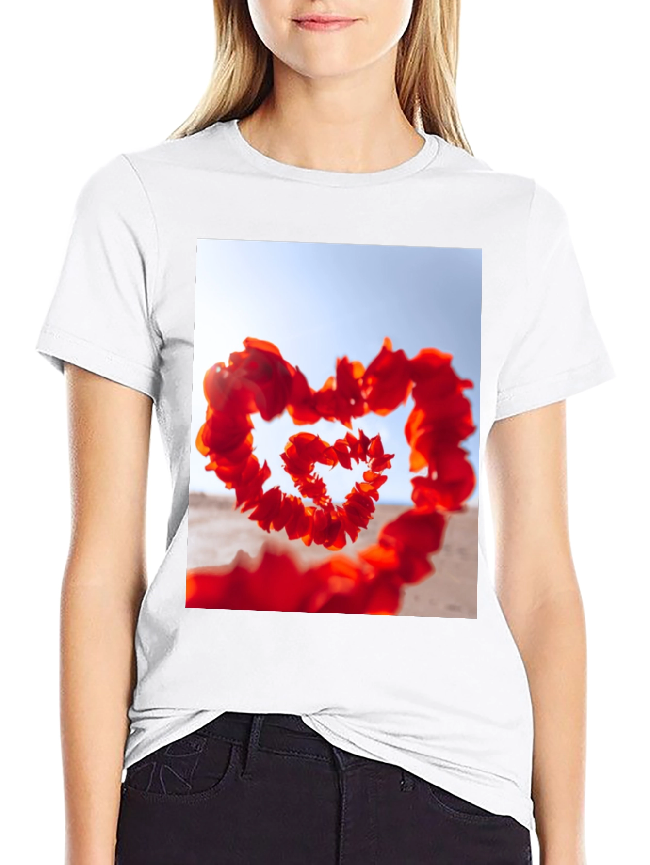 Heart Petals T-Shirt - Romantic Style