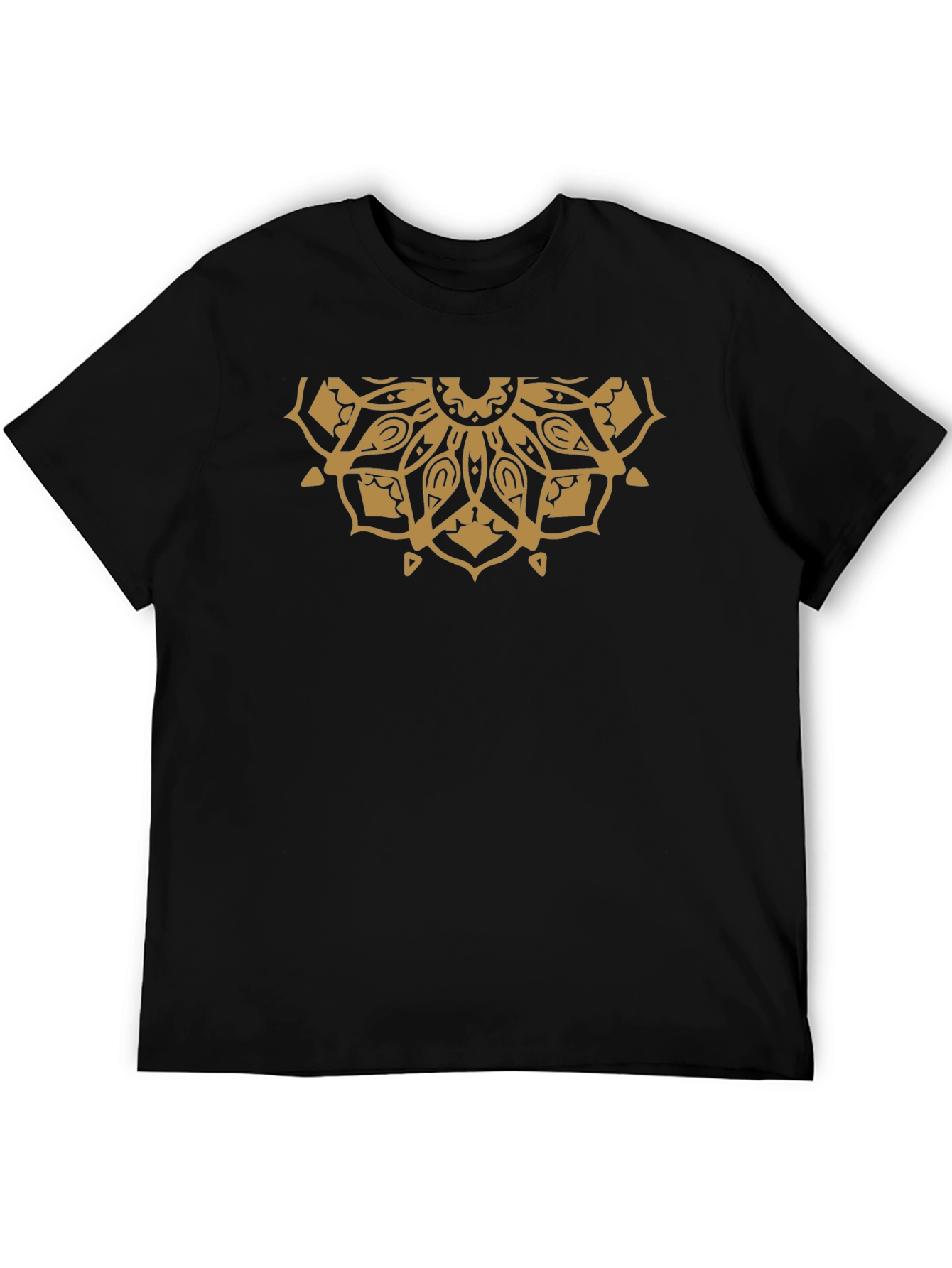 Gold Mandala Graphic Black Tee