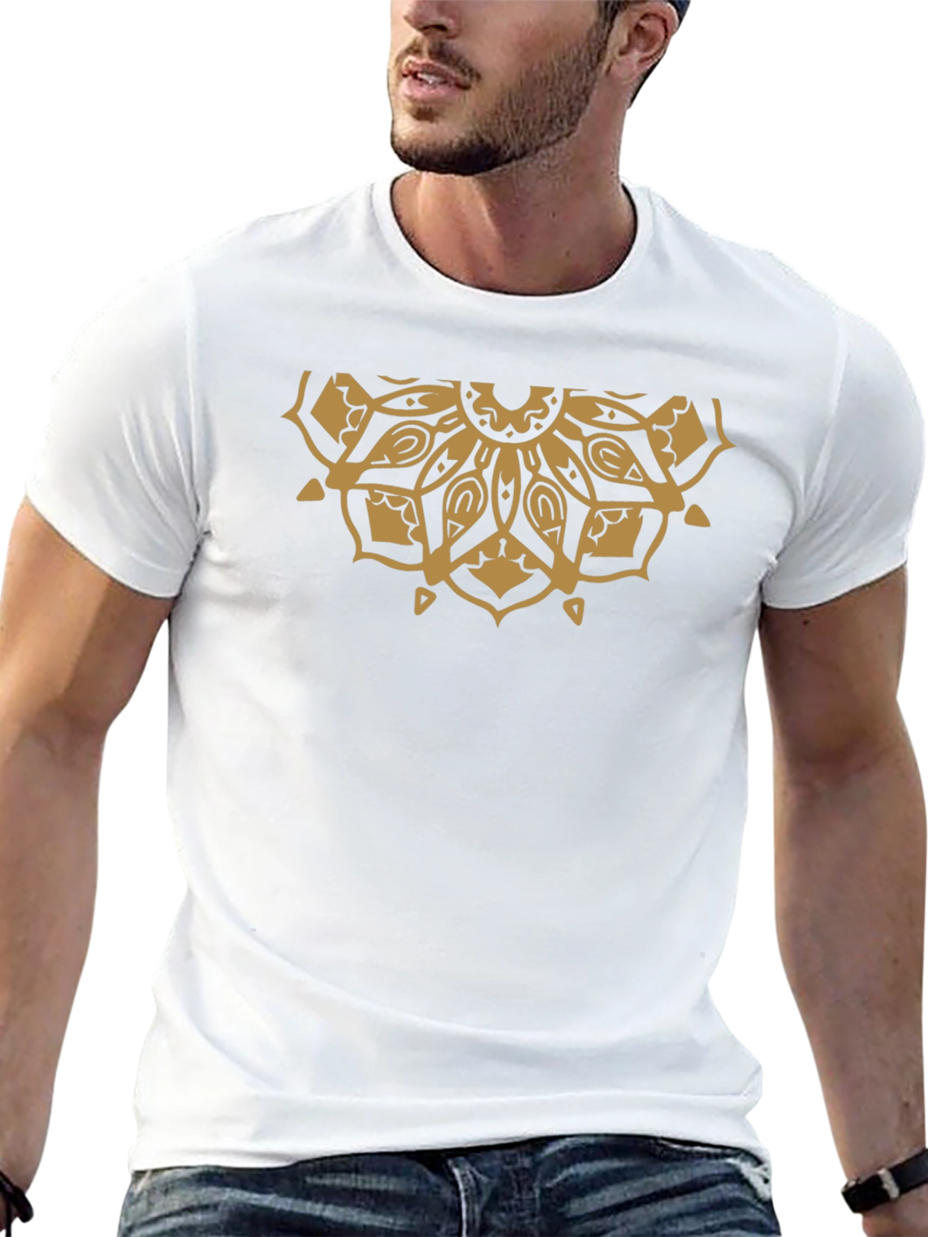 Gold Mandala Graphic Black Tee