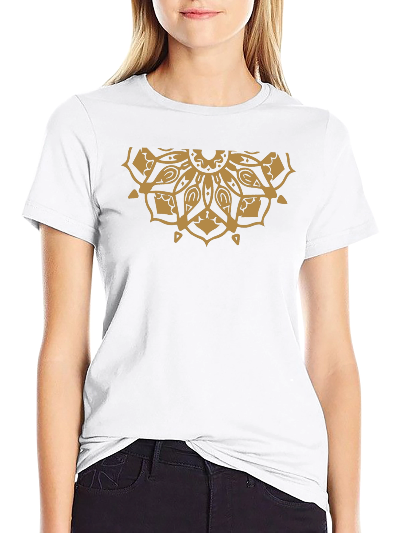 Gold Mandala Graphic Black Tee