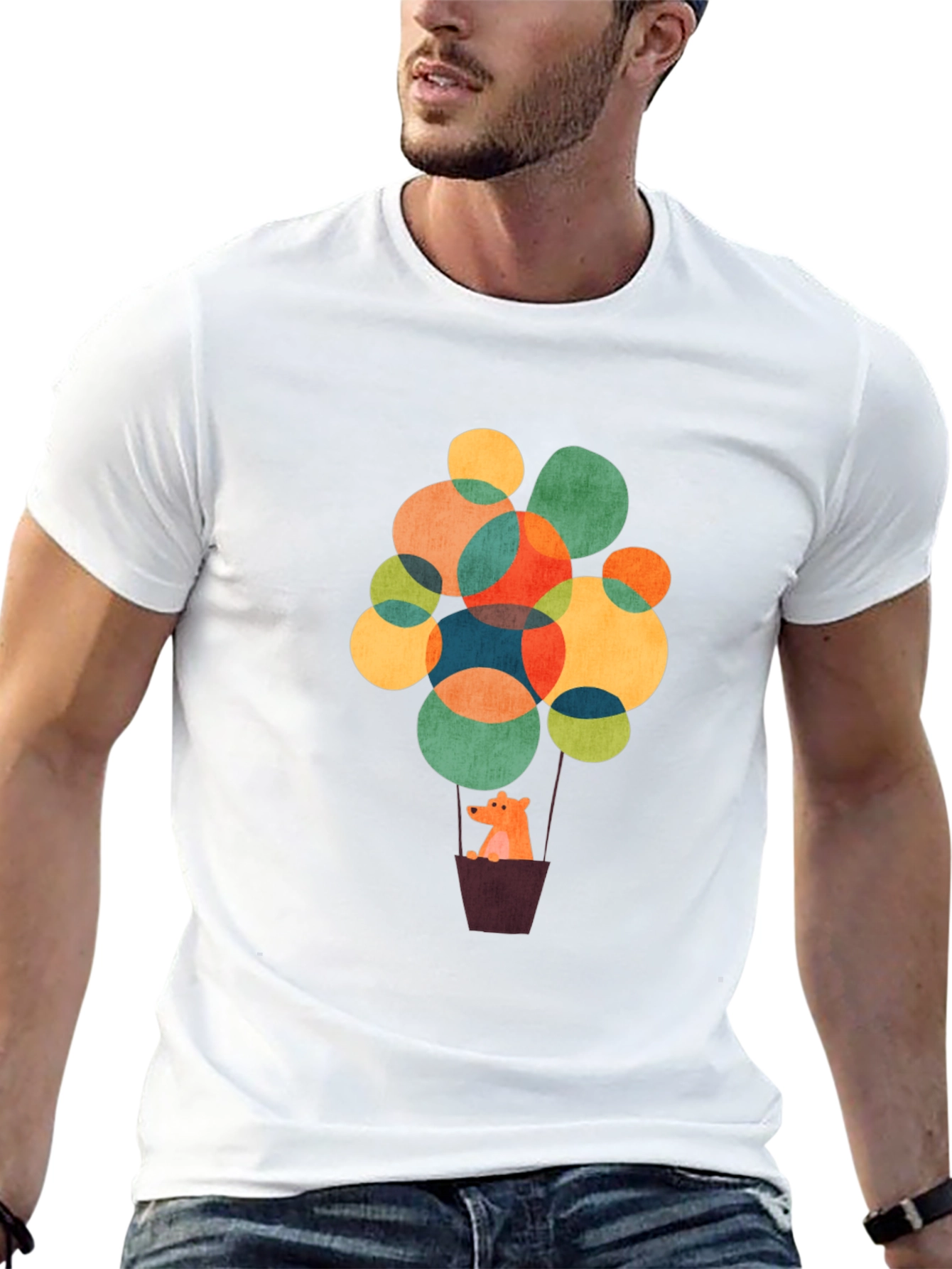 Bear in Balloon T-Shirt - Stylish Graphic Tee