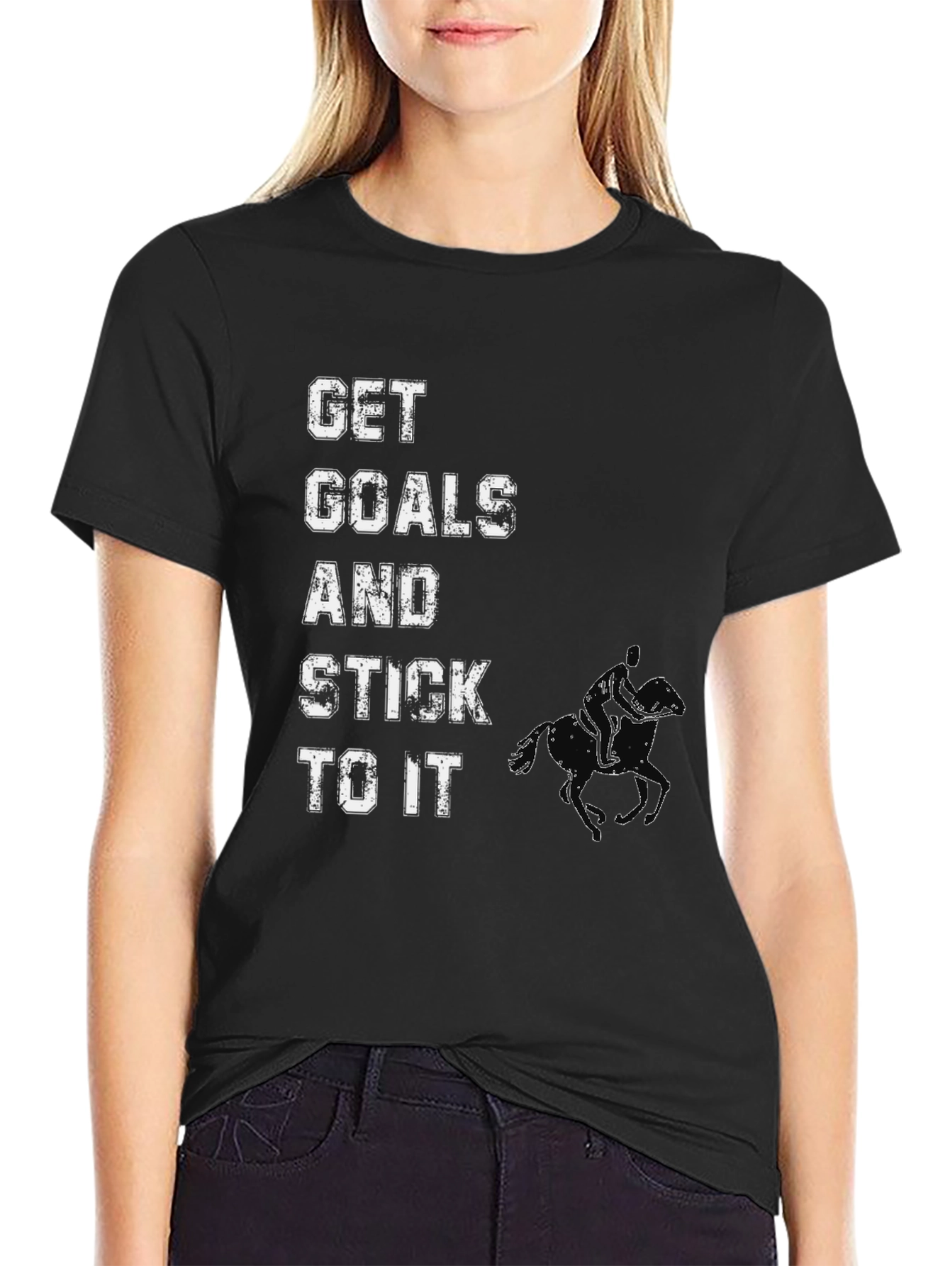 Get Goals And Stick To It Black T-Shirt