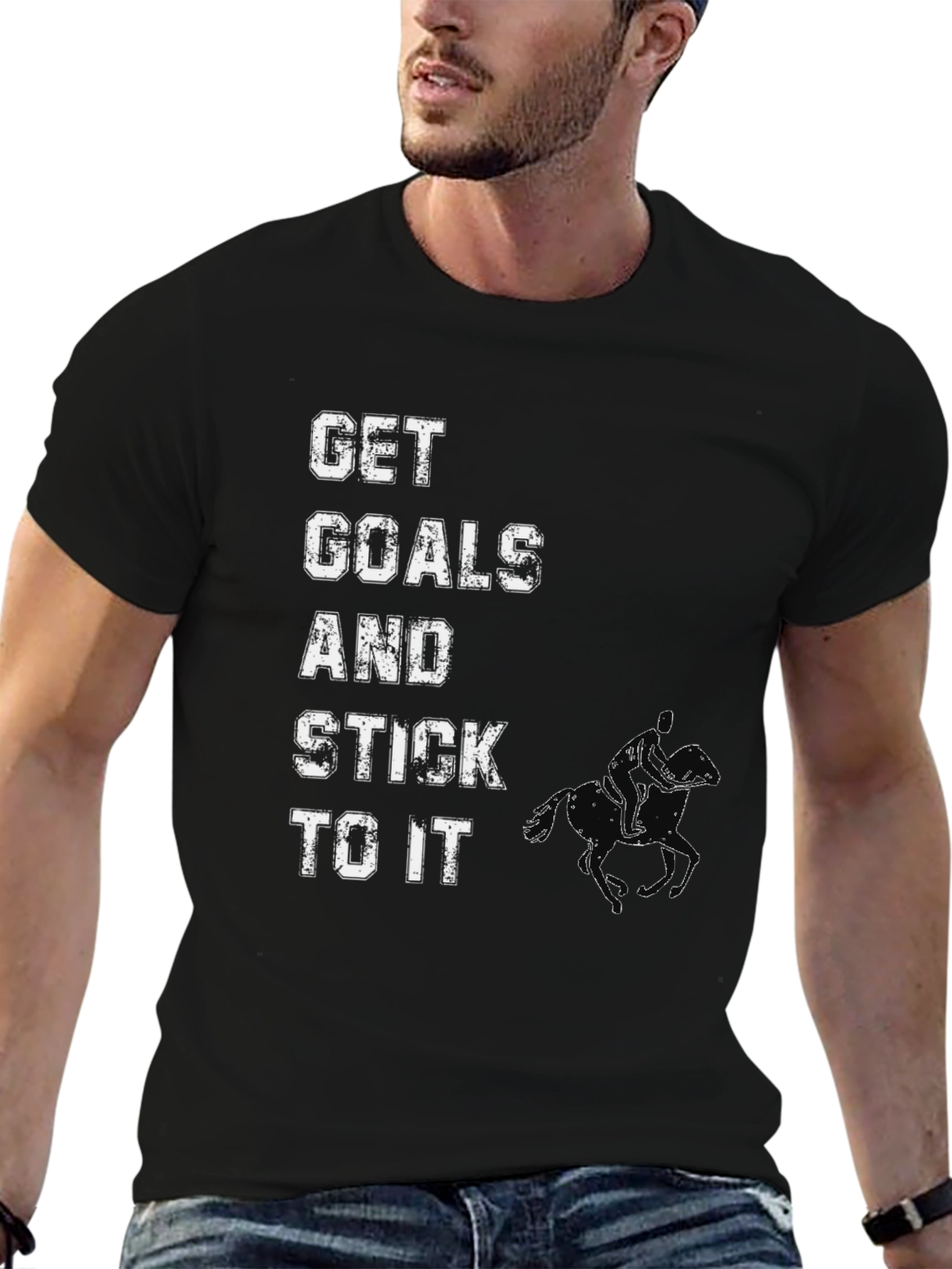 Get Goals And Stick To It Black T-Shirt