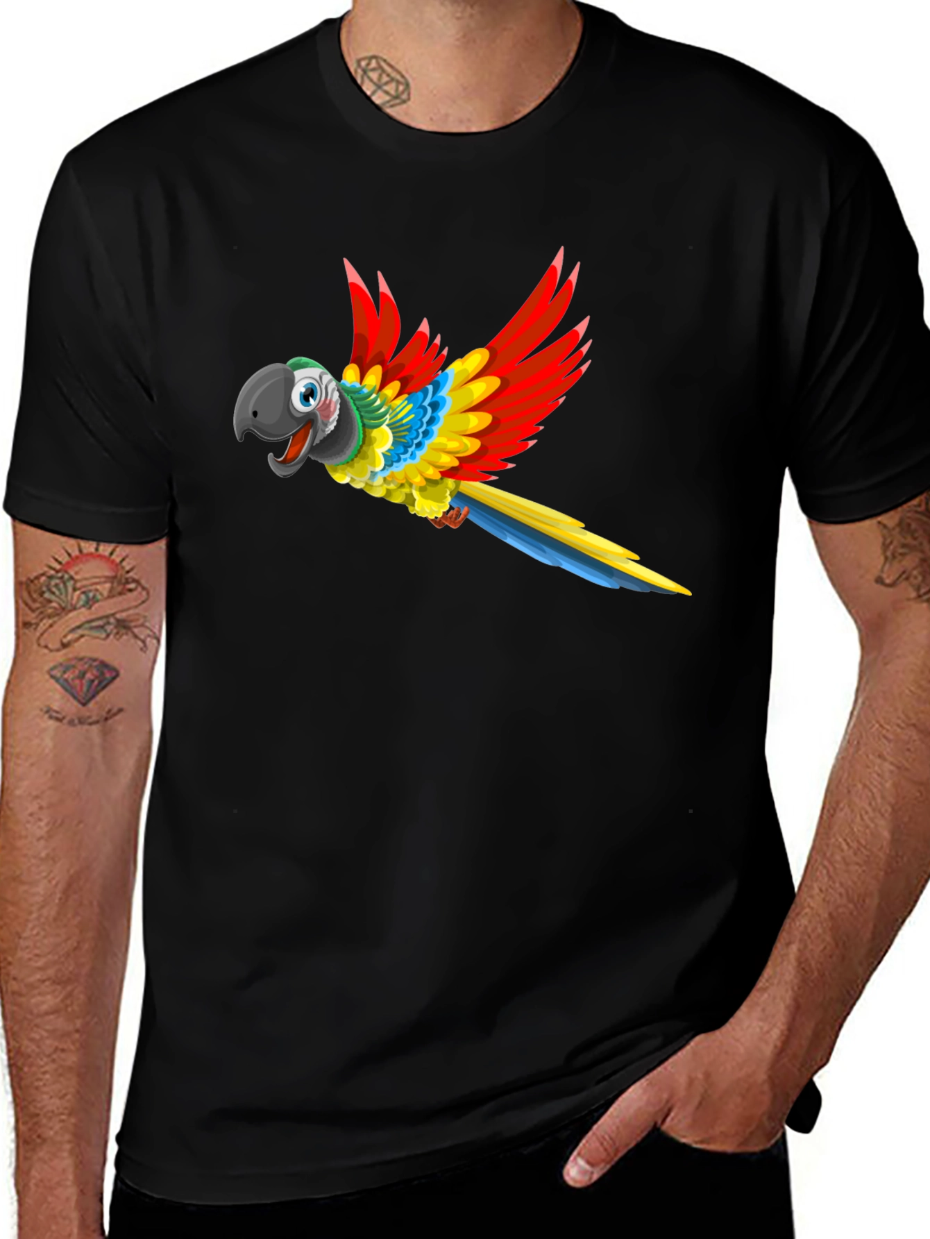 Parrot Graphic Tee - Mens Black T-Shirt