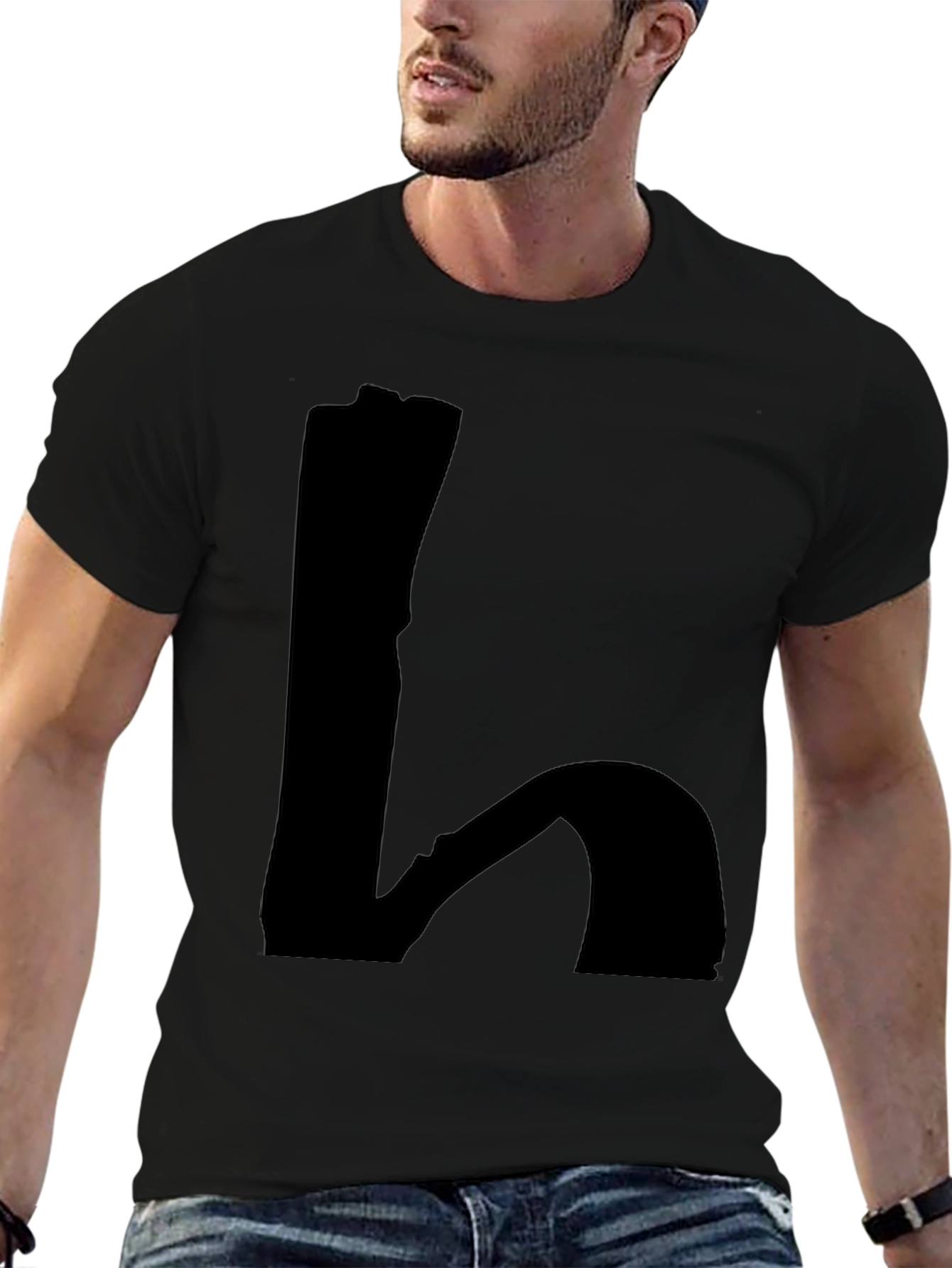 Mens Black Graphic Tee - Abstract Design