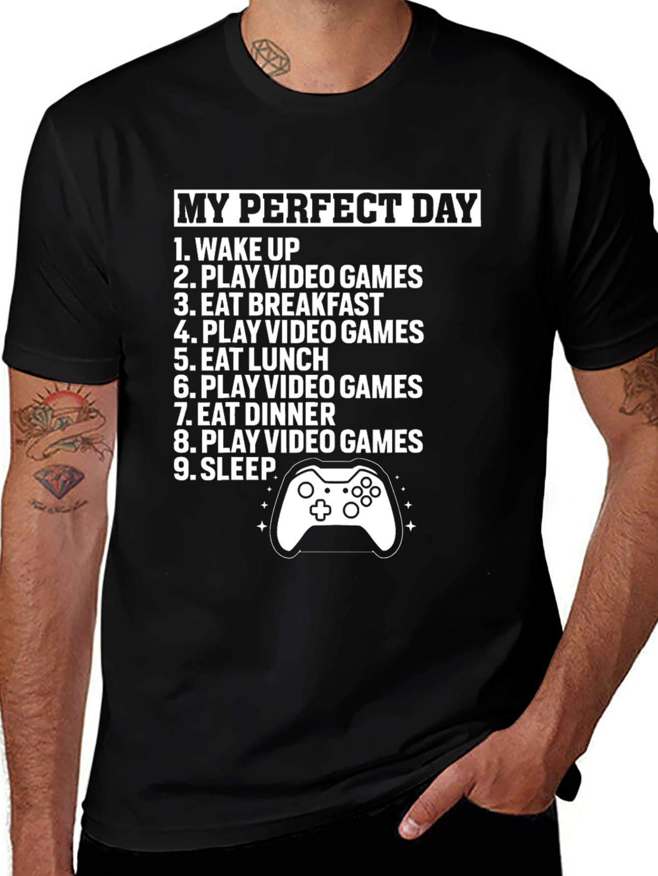 Gamers Perfect Day T-Shirt: Eat Game Sleep Repeat