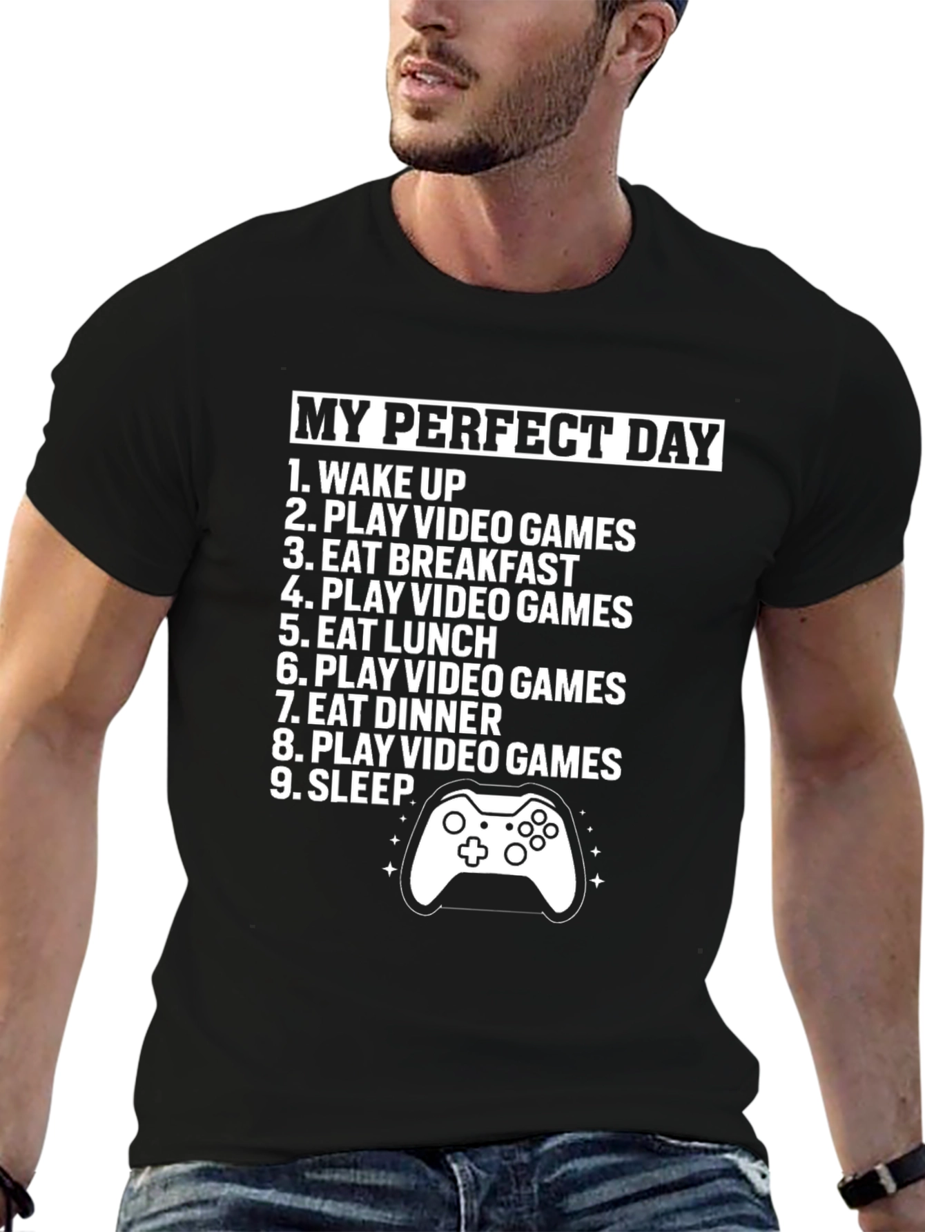 Gamers Perfect Day T-Shirt: Eat Game Sleep Repeat