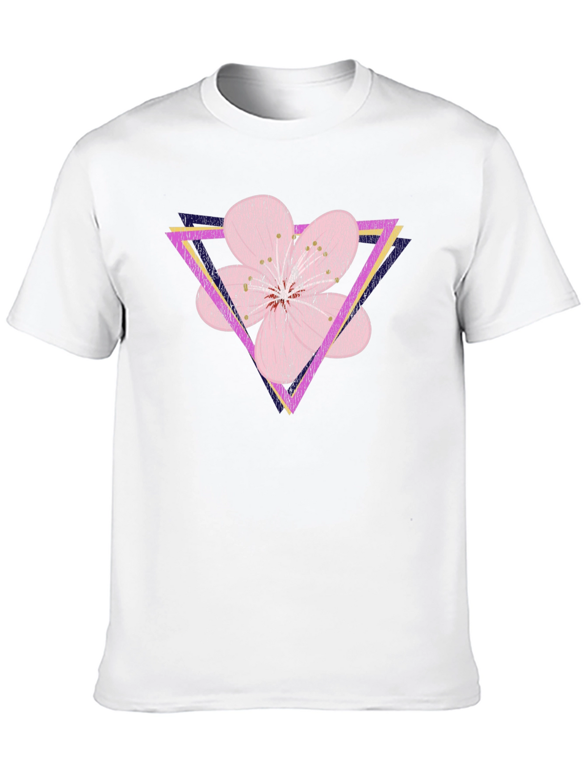 Geometric Floral T-Shirt - Abstract Flower Triangle Design