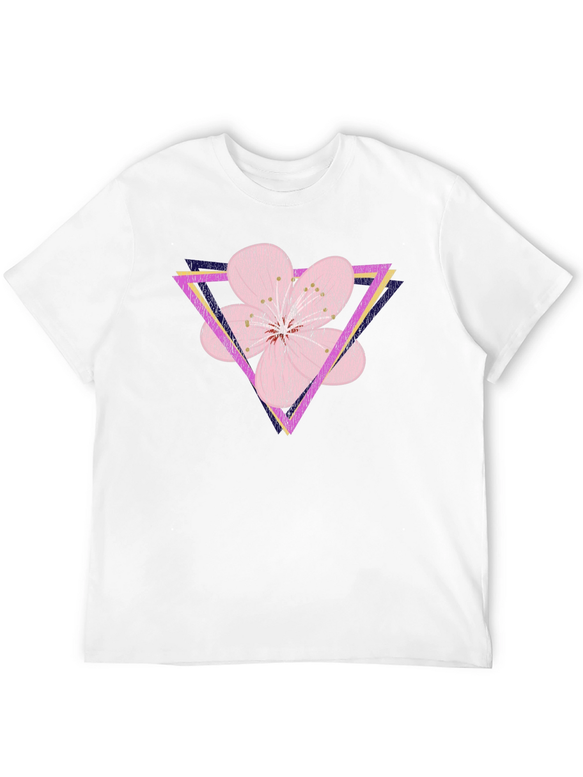 Geometric Floral T-Shirt - Abstract Flower Triangle Design