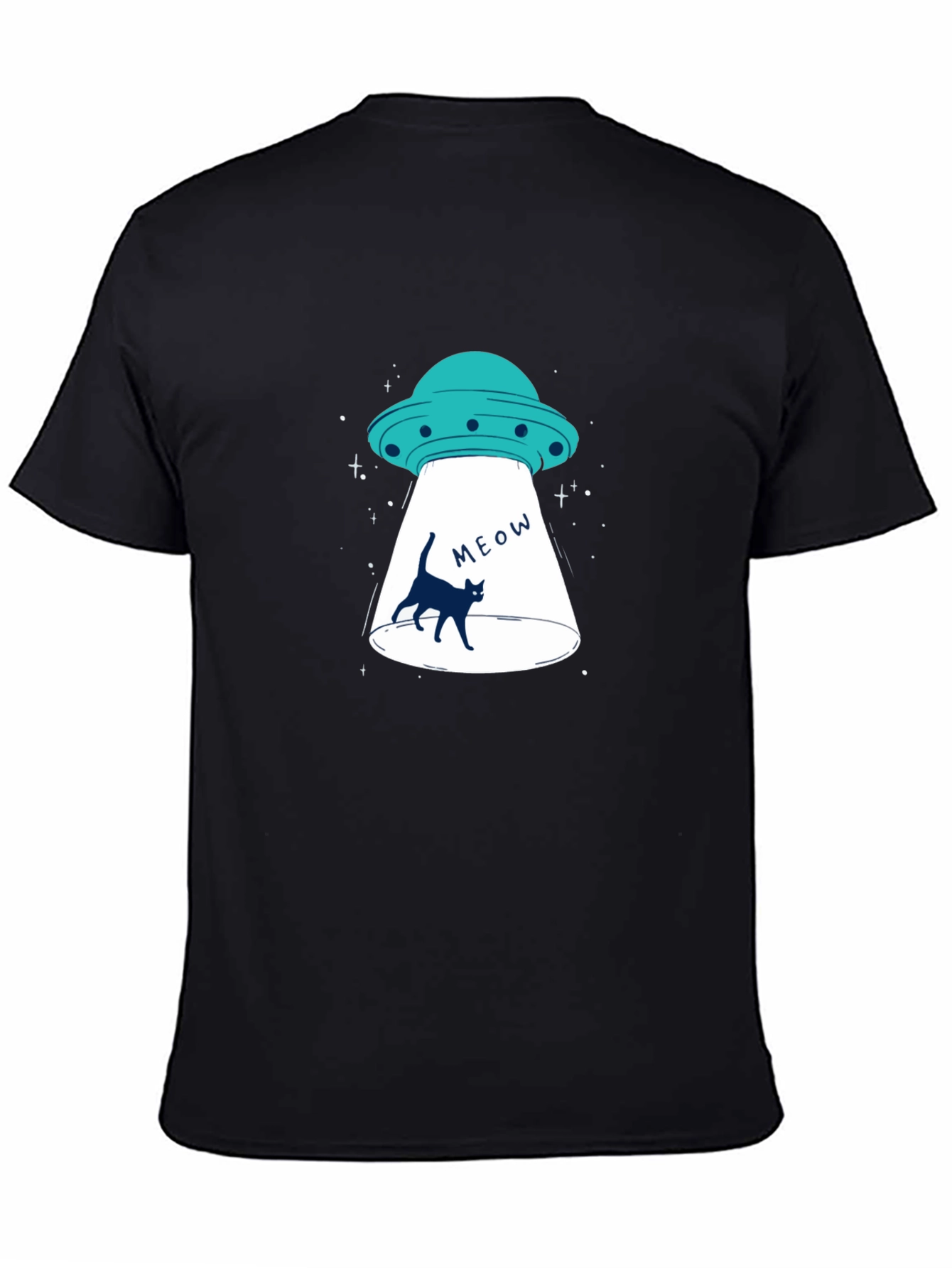 Alien Abduction Cat T-Shirt - Black