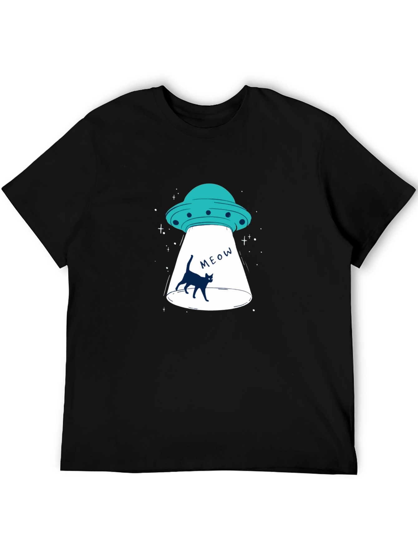 Alien Abduction Cat T-Shirt - Black