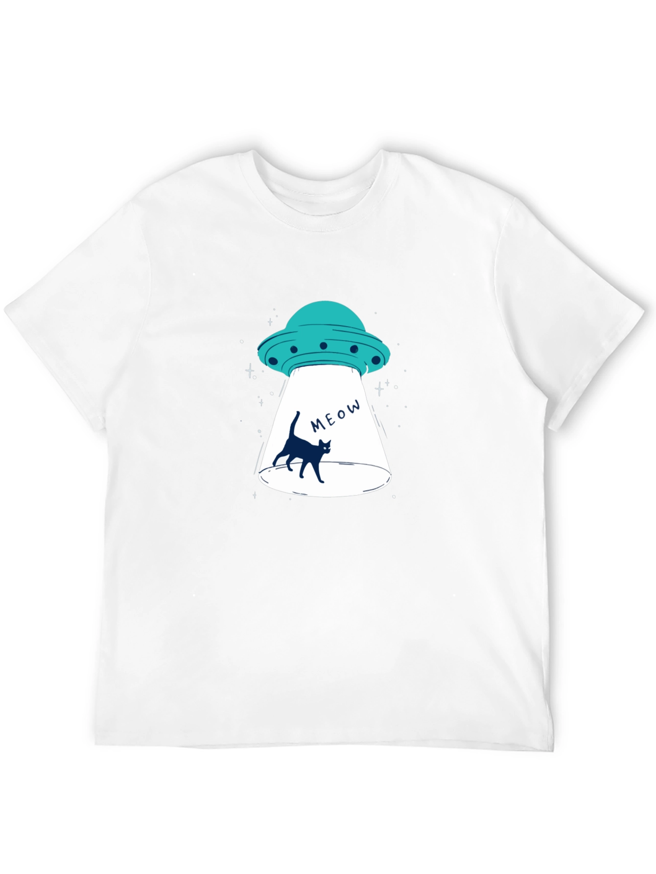 Alien Abduction Cat T-Shirt - Black