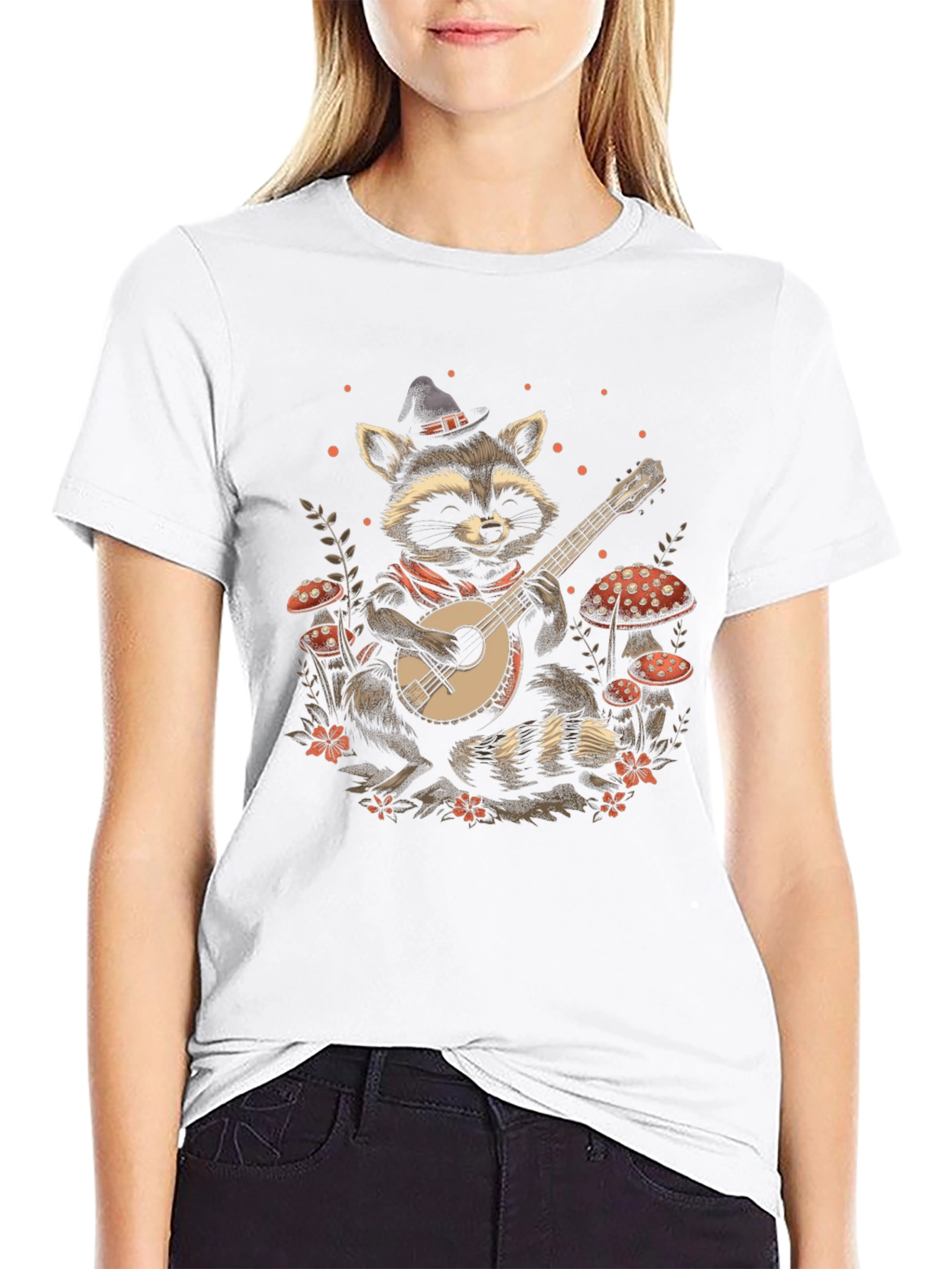 Raccoon Banjo T-Shirt - Musical Wildlife Tee