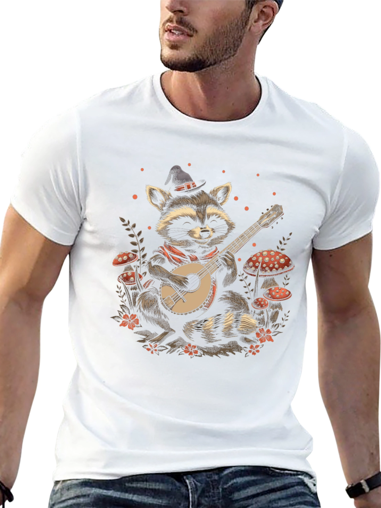 Raccoon Banjo T-Shirt - Musical Wildlife Tee