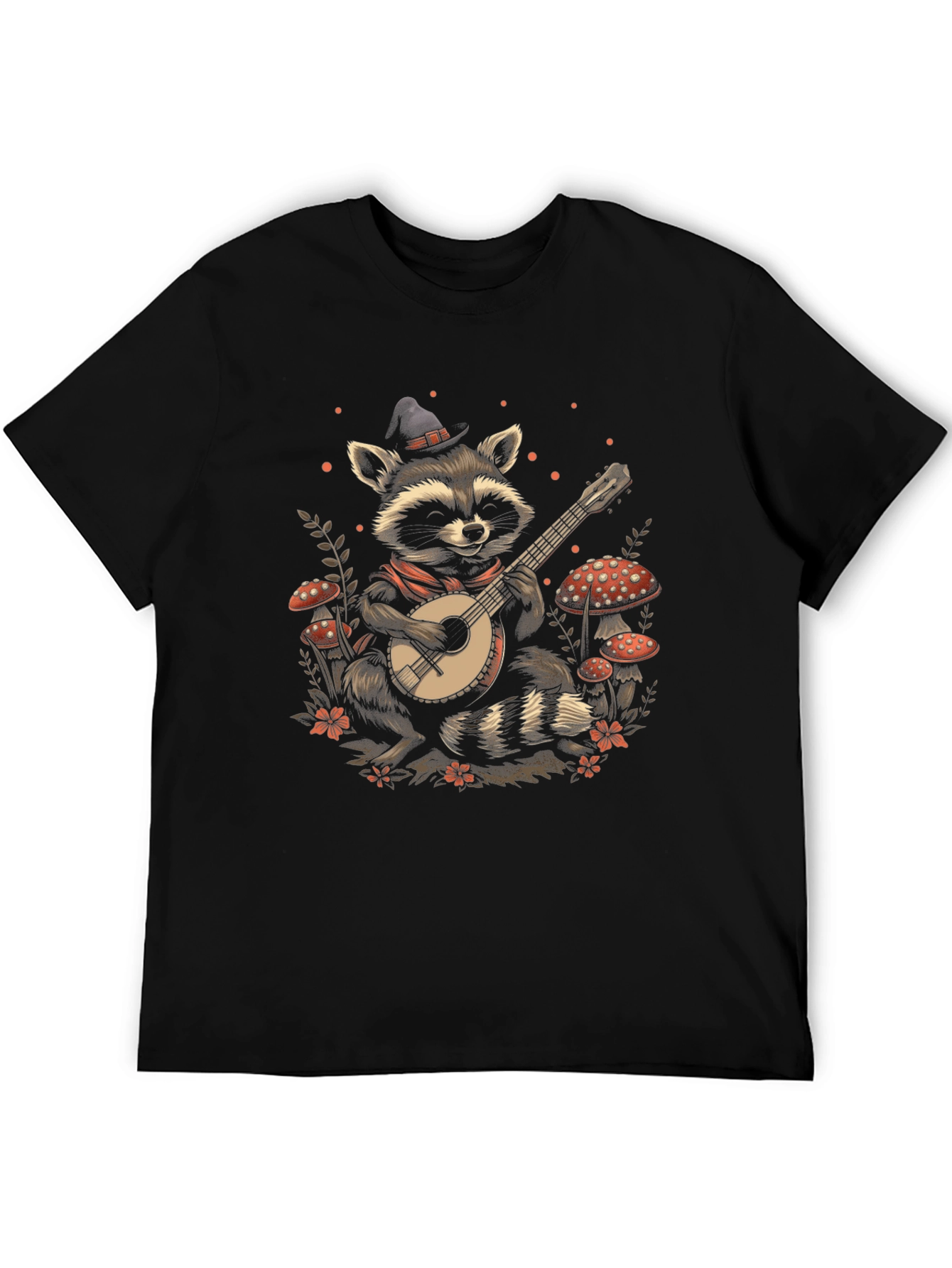 Raccoon Banjo T-Shirt - Musical Wildlife Tee