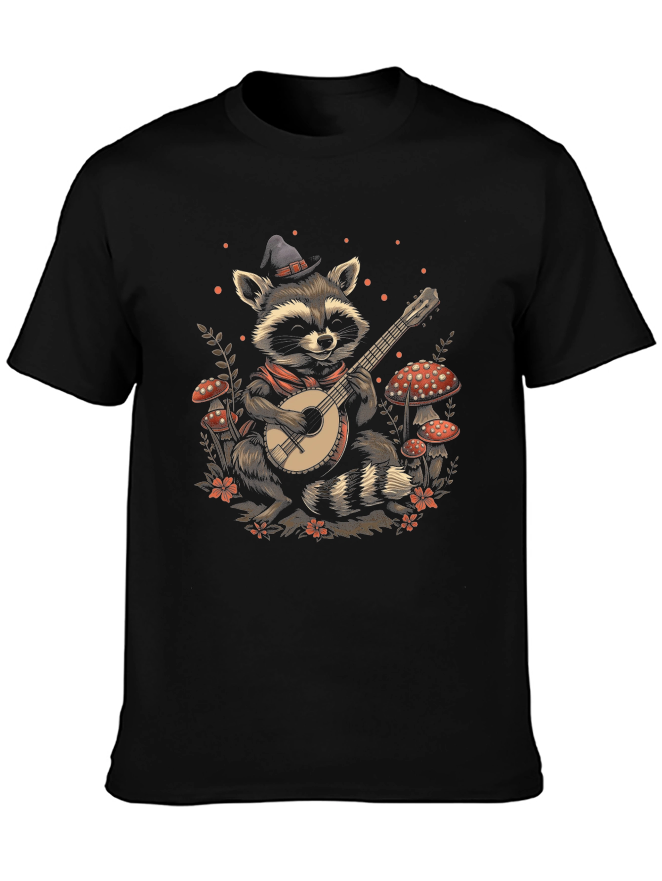 Raccoon Banjo T-Shirt - Musical Wildlife Tee