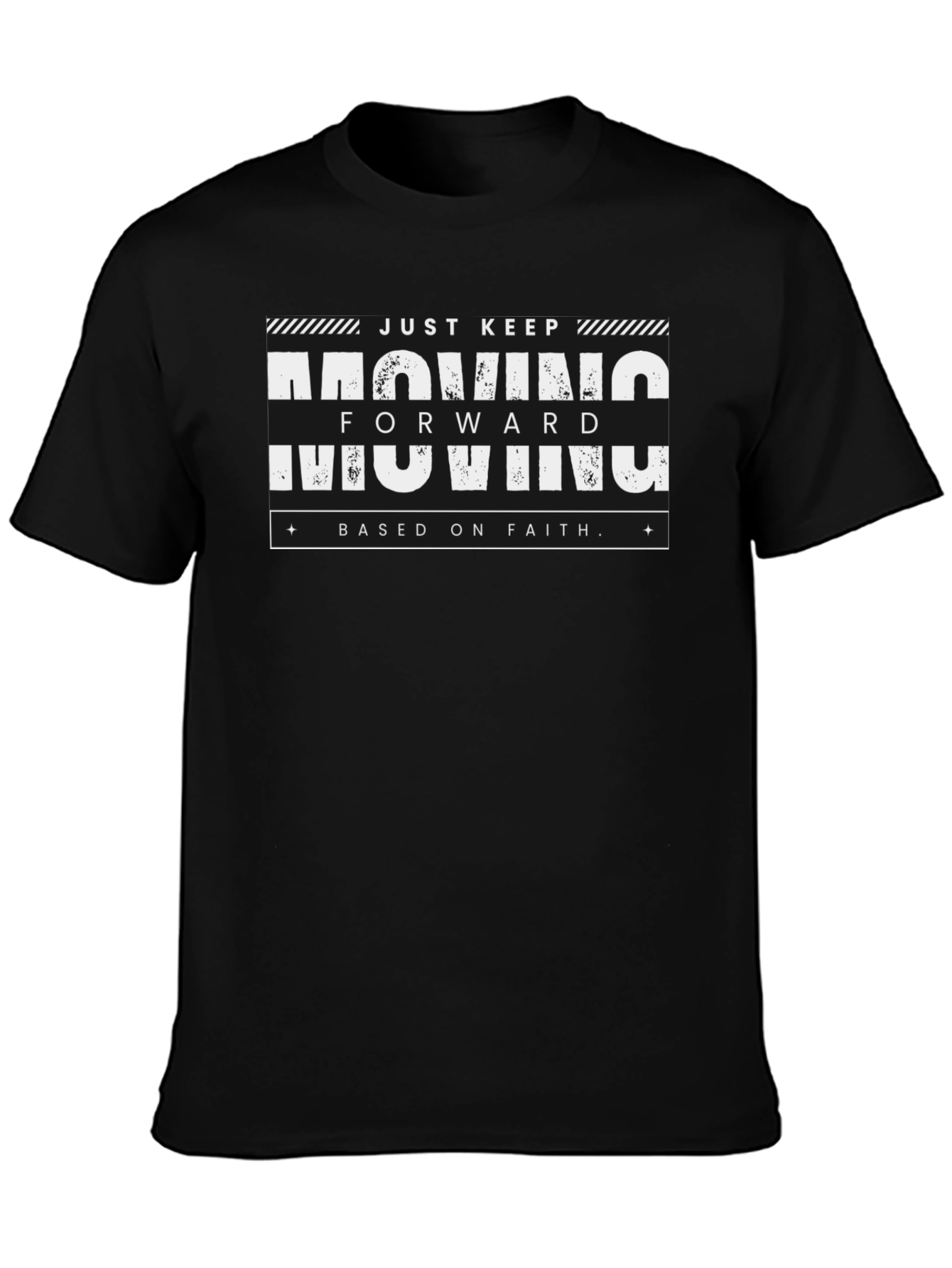 Just Keep Moving Forward Black Graphic Tee