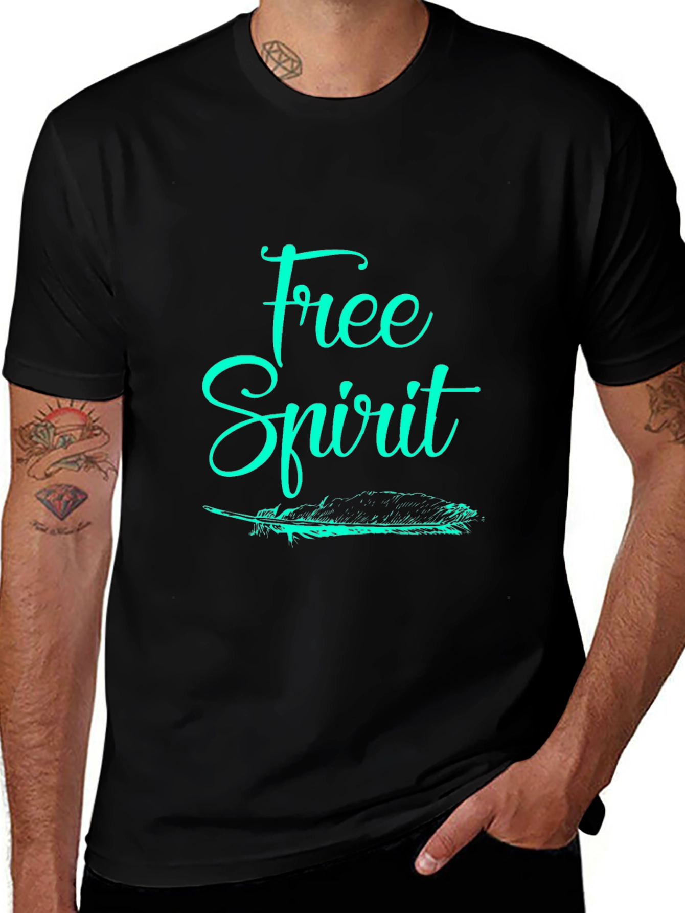 Free Spirit Graphic Tee - Black Cotton T-Shirt