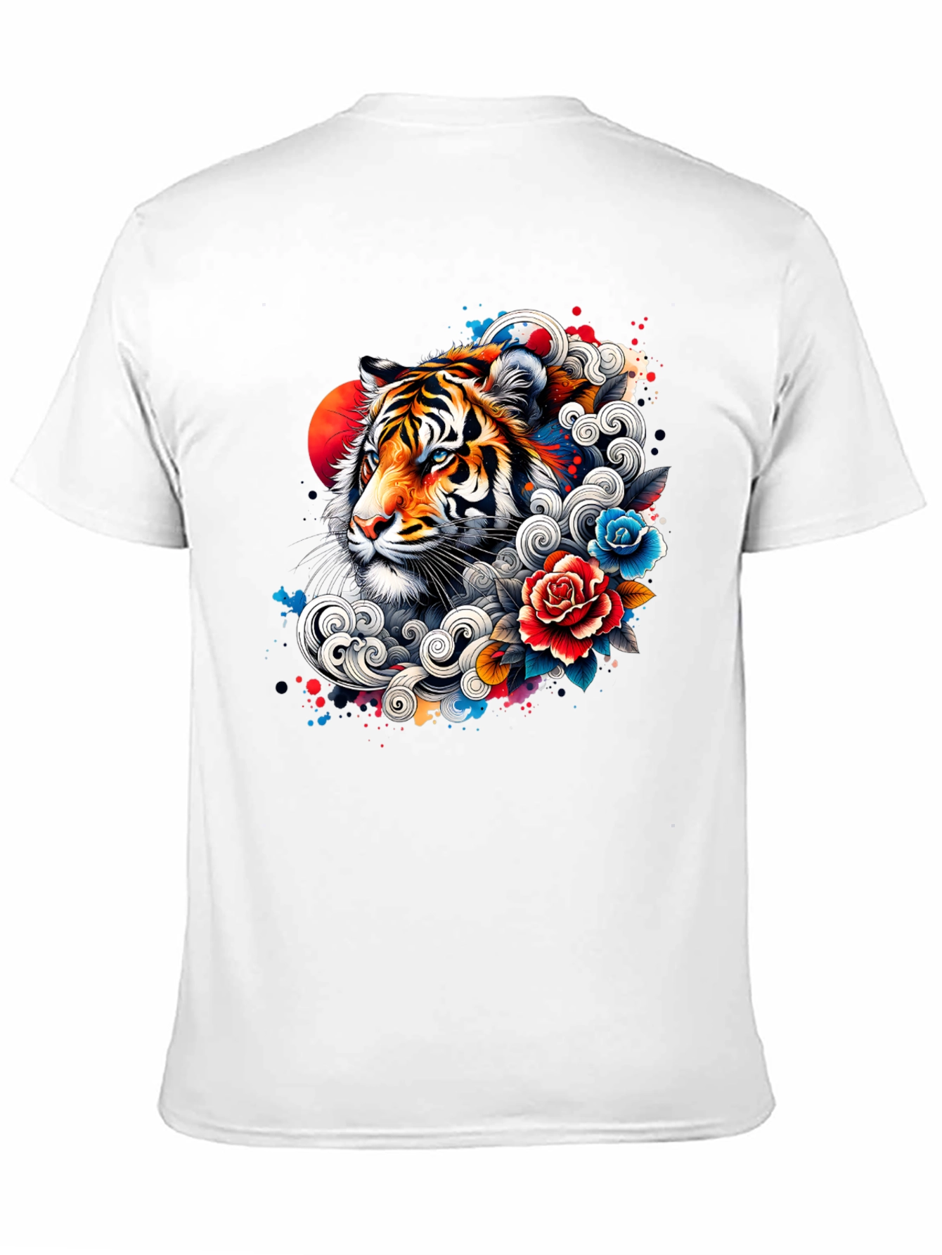Tiger Floral Graphic Print Black T-Shirt