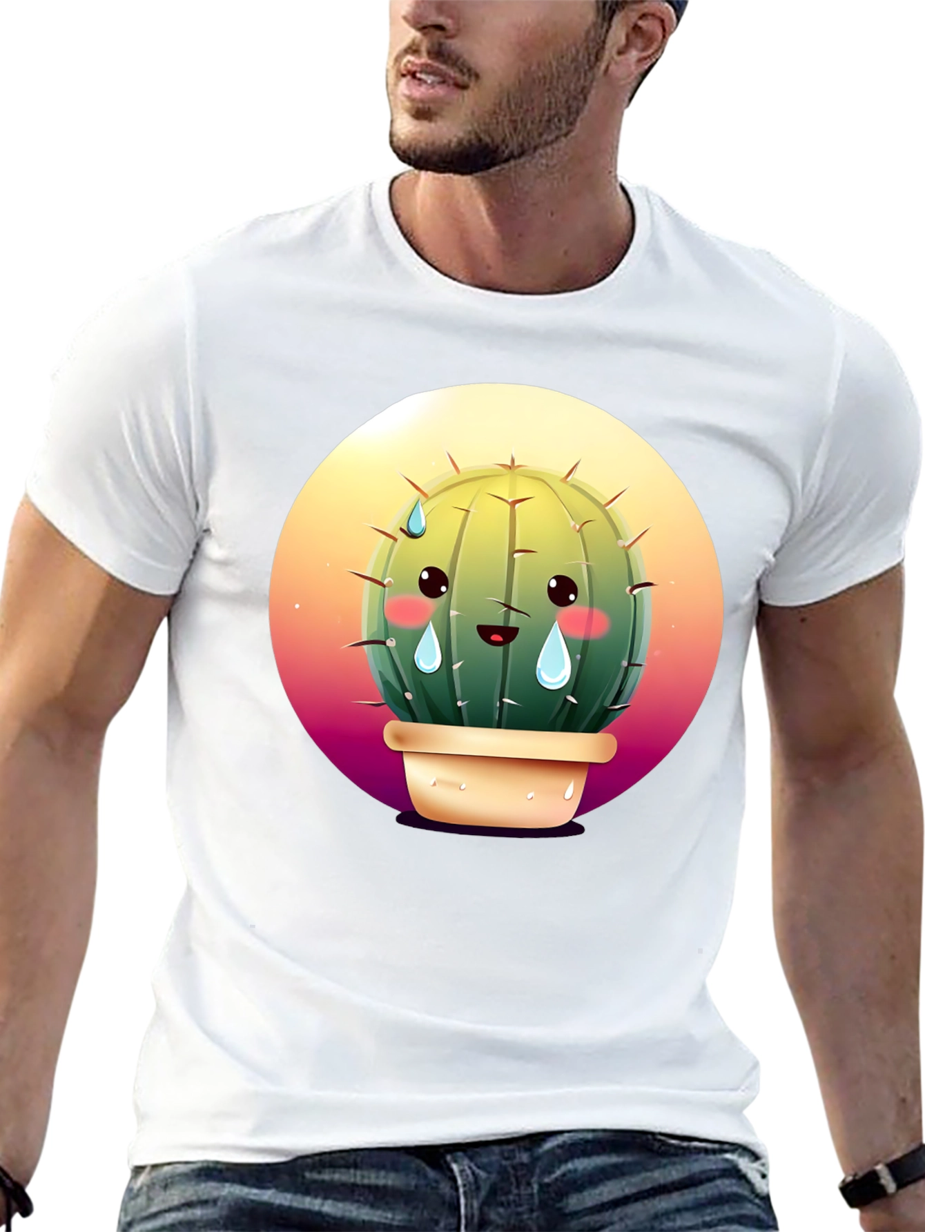 Sad Cactus Graphic Tee - Soft Cotton Blend
