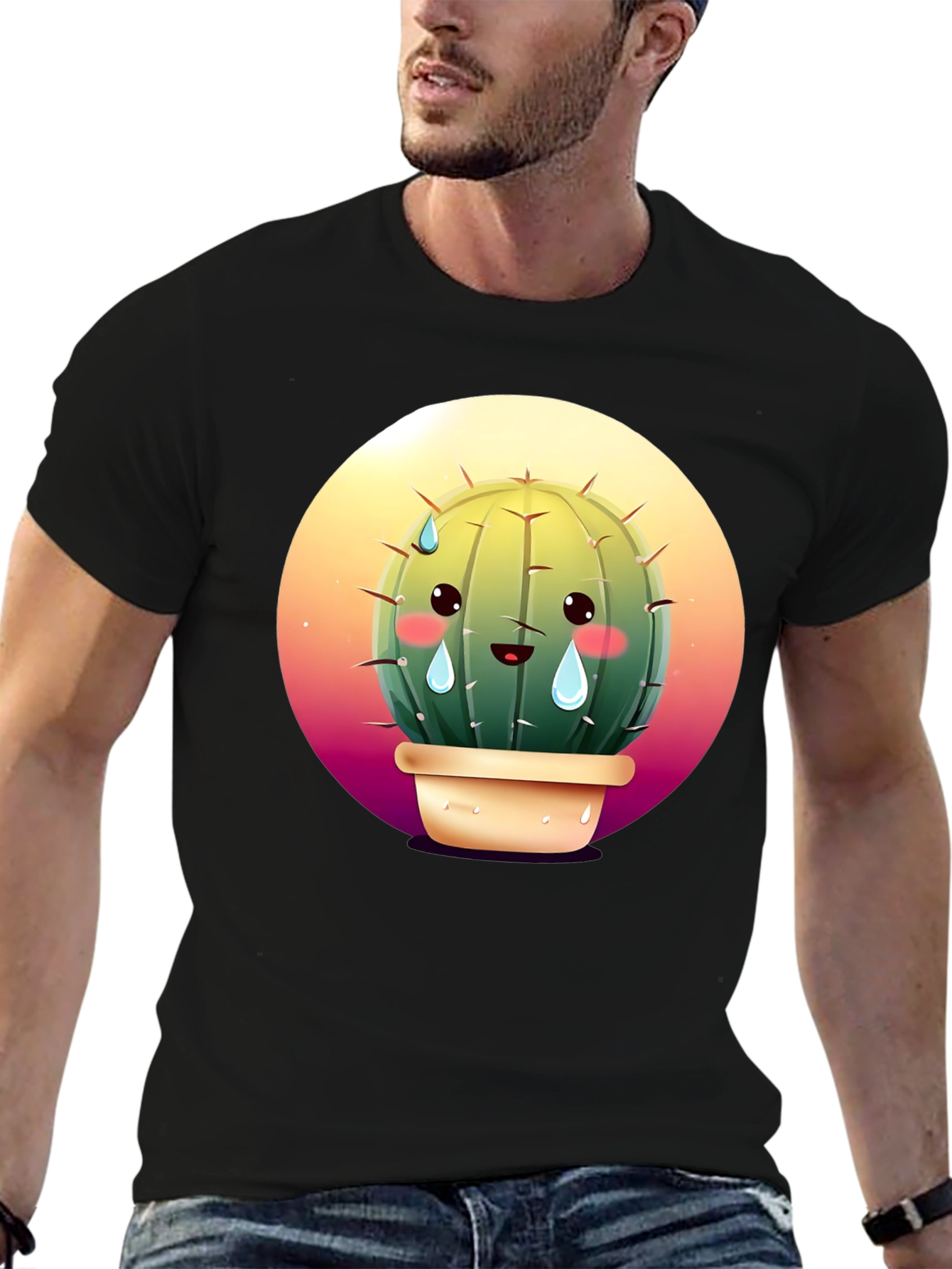Sad Cactus Graphic Tee - Soft Cotton Blend
