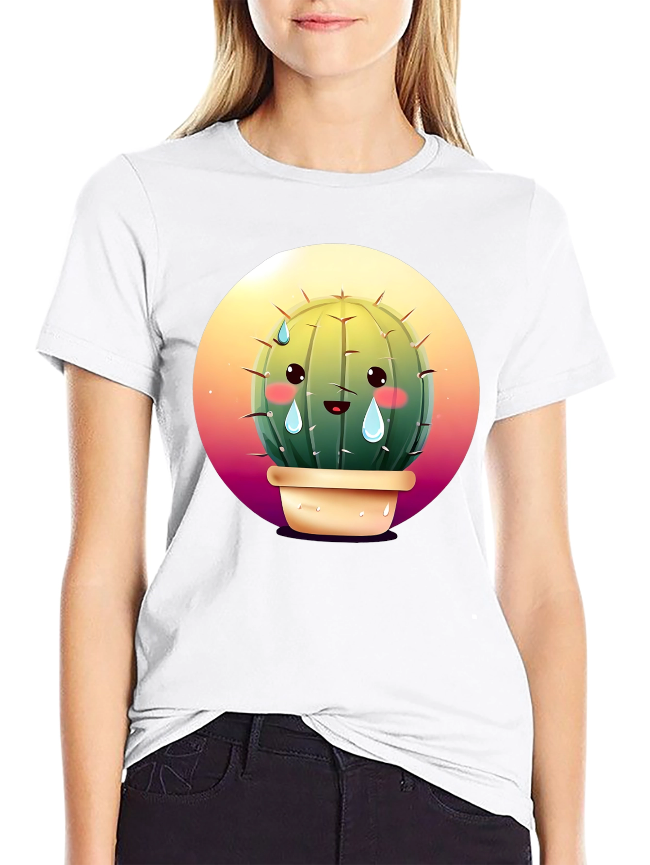 Sad Cactus Graphic Tee - Soft Cotton Blend