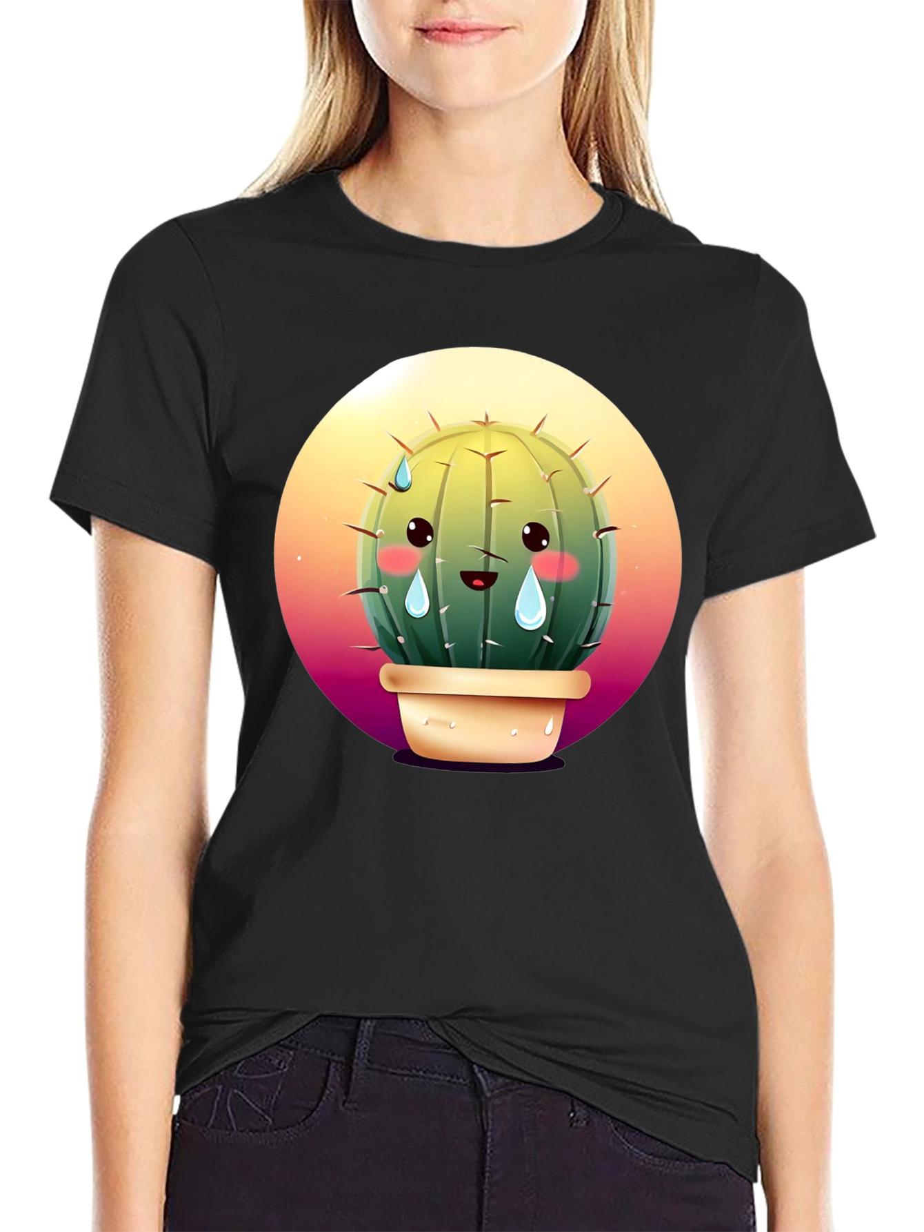 Sad Cactus Graphic Tee - Soft Cotton Blend