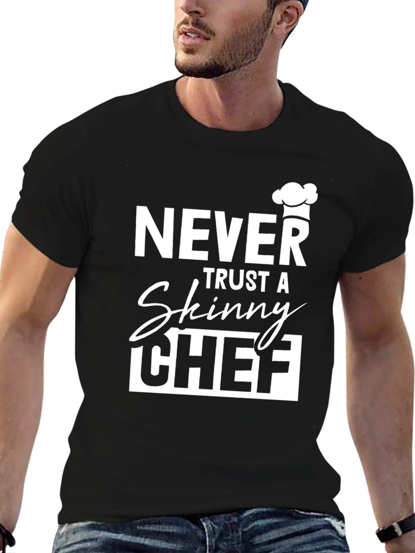 Never Trust a Skinny Chef Graphic T-Shirt - Black
