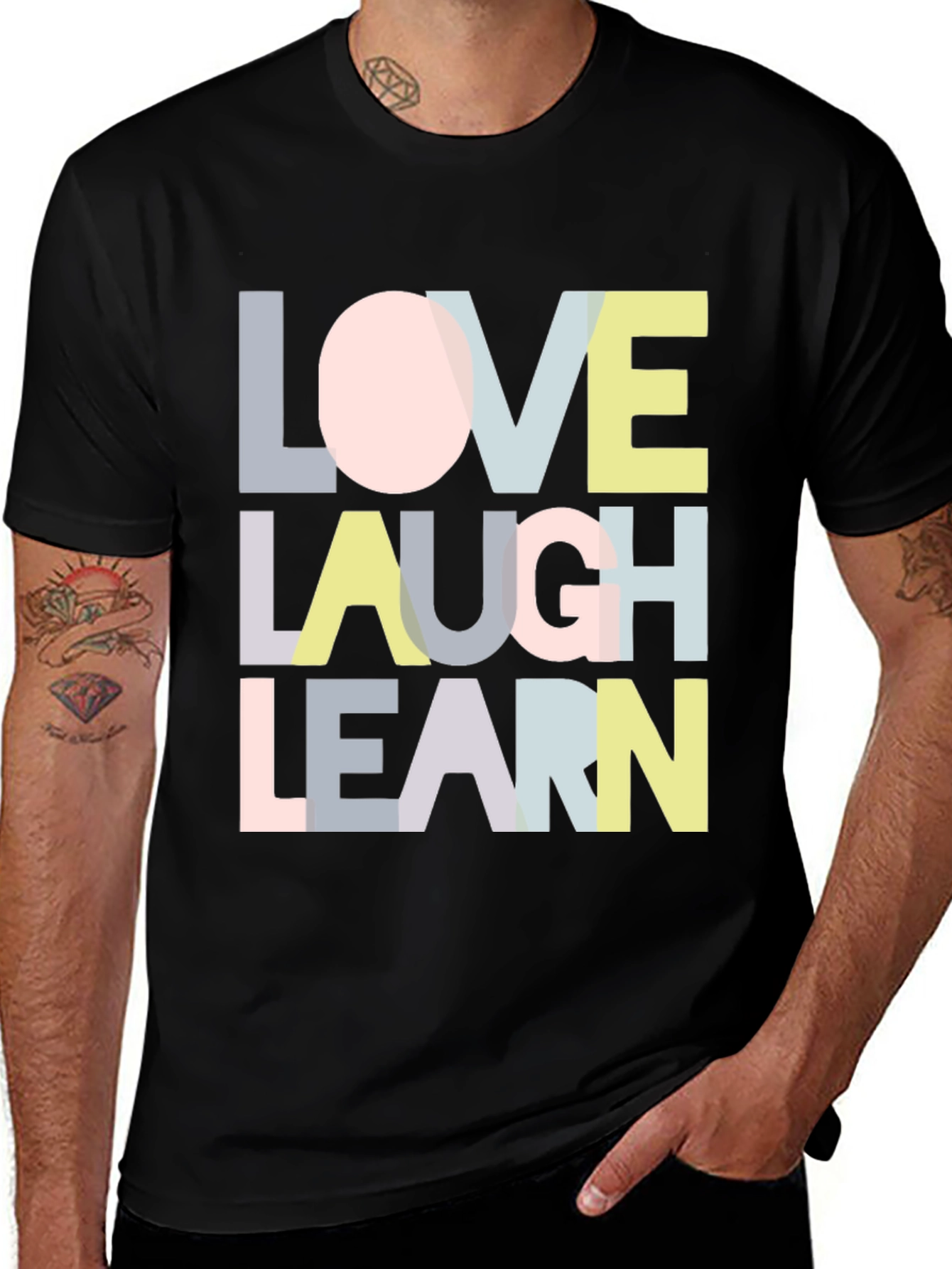 Love Laugh Learn Graphic T-Shirt - Black