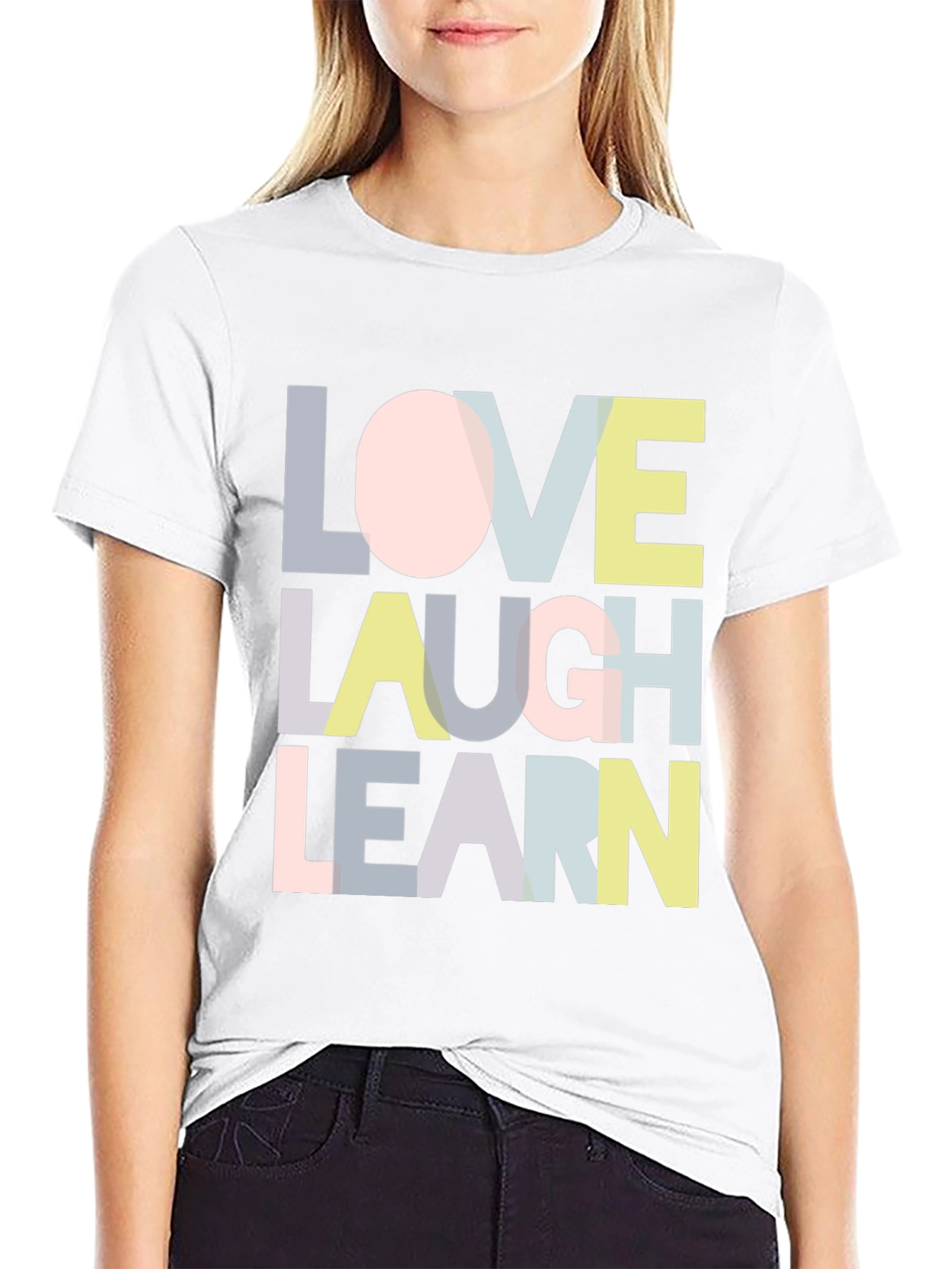 Love Laugh Learn Graphic T-Shirt - Black