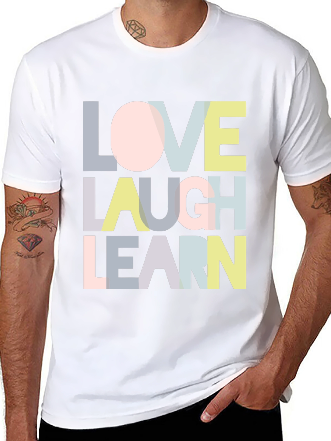Love Laugh Learn Graphic T-Shirt - Black