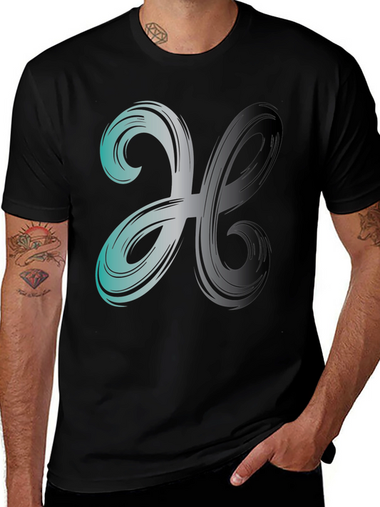 Abstract Swirl Graphic Print Mens Black T-Shirt