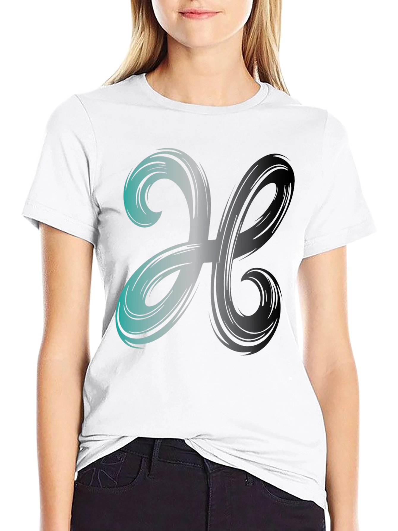 Abstract Swirl Graphic Print Mens Black T-Shirt