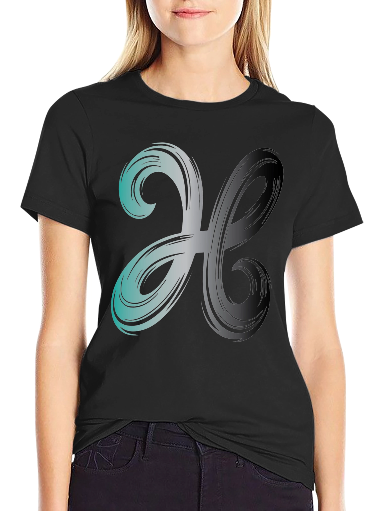 Abstract Swirl Graphic Print Mens Black T-Shirt