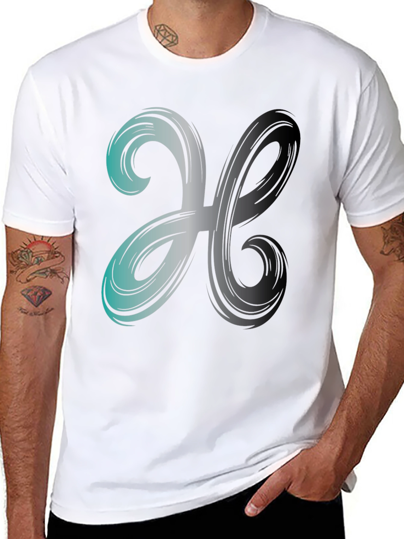 Abstract Swirl Graphic Print Mens Black T-Shirt