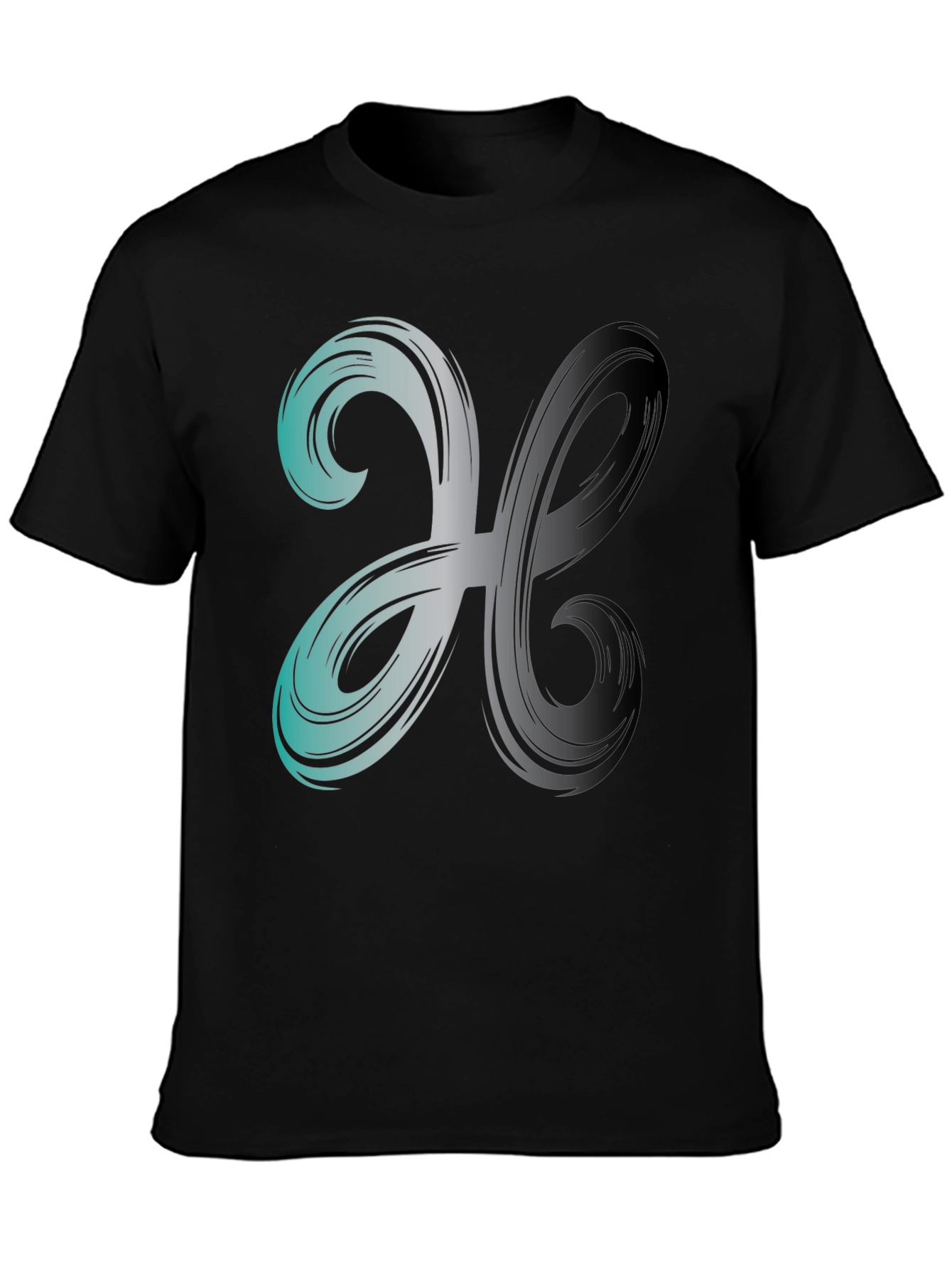Abstract Swirl Graphic Print Mens Black T-Shirt