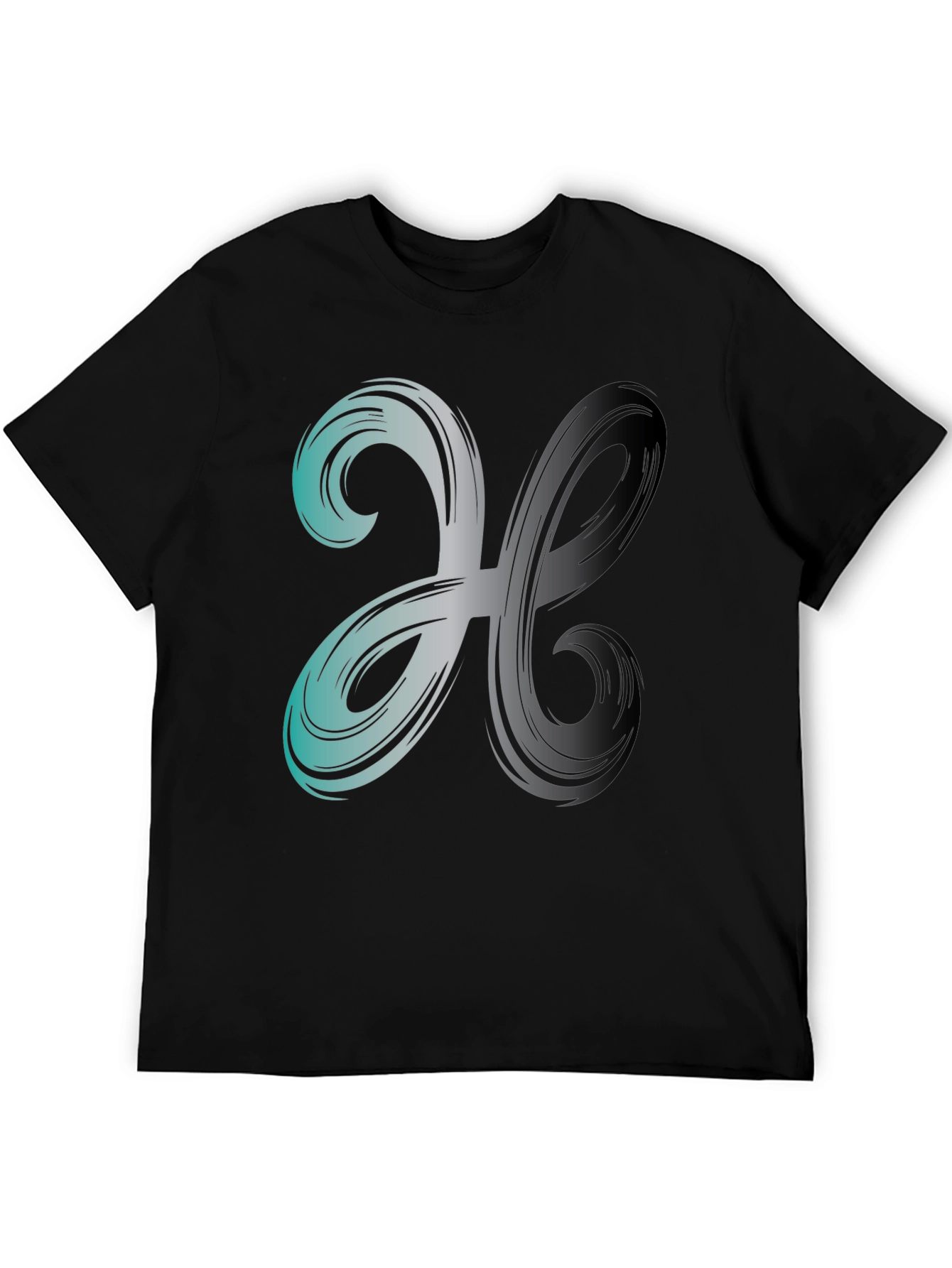 Abstract Swirl Graphic Print Mens Black T-Shirt