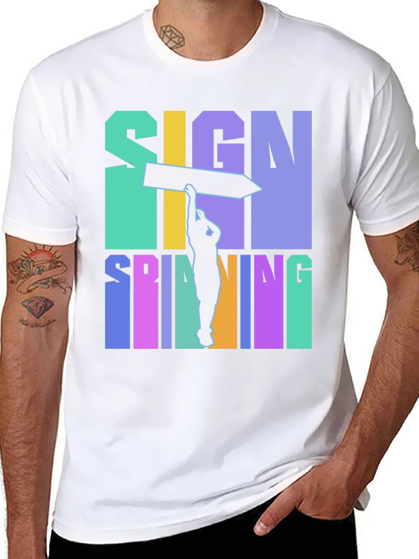 Sign Spinning Graphic Tee - Cool & Unique Design