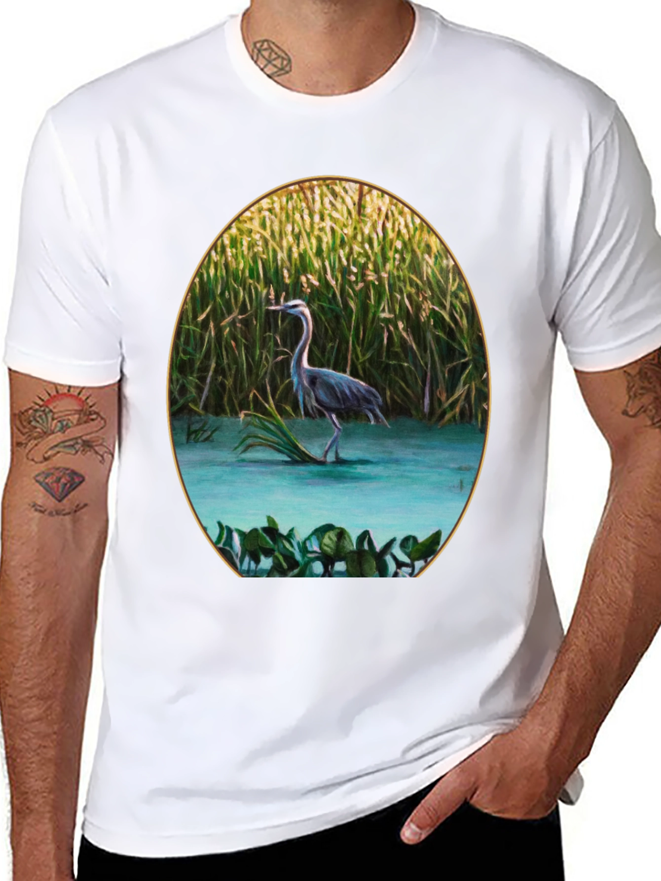 Heron in Marsh Graphic Tee - Black