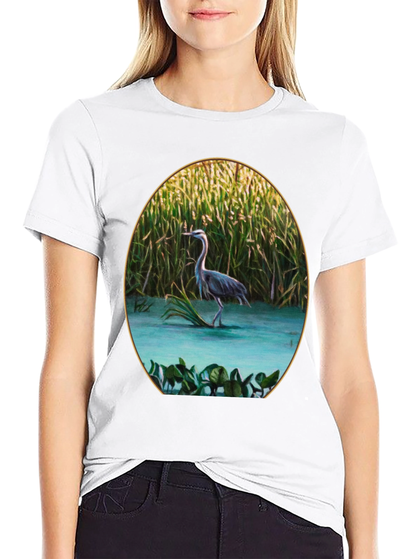 Heron in Marsh Graphic Tee - Black