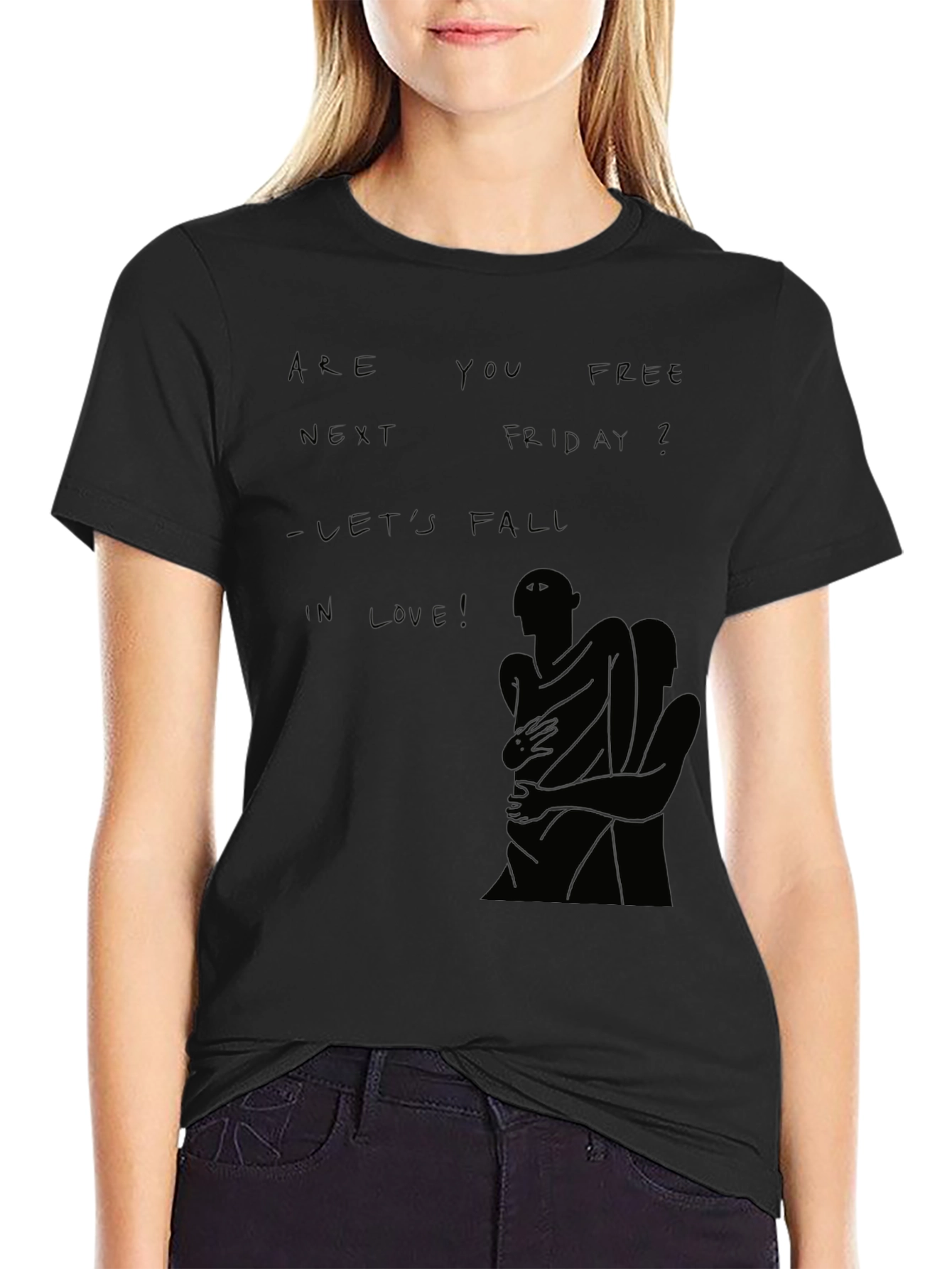 Romantic Date Black Graphic T-Shirt