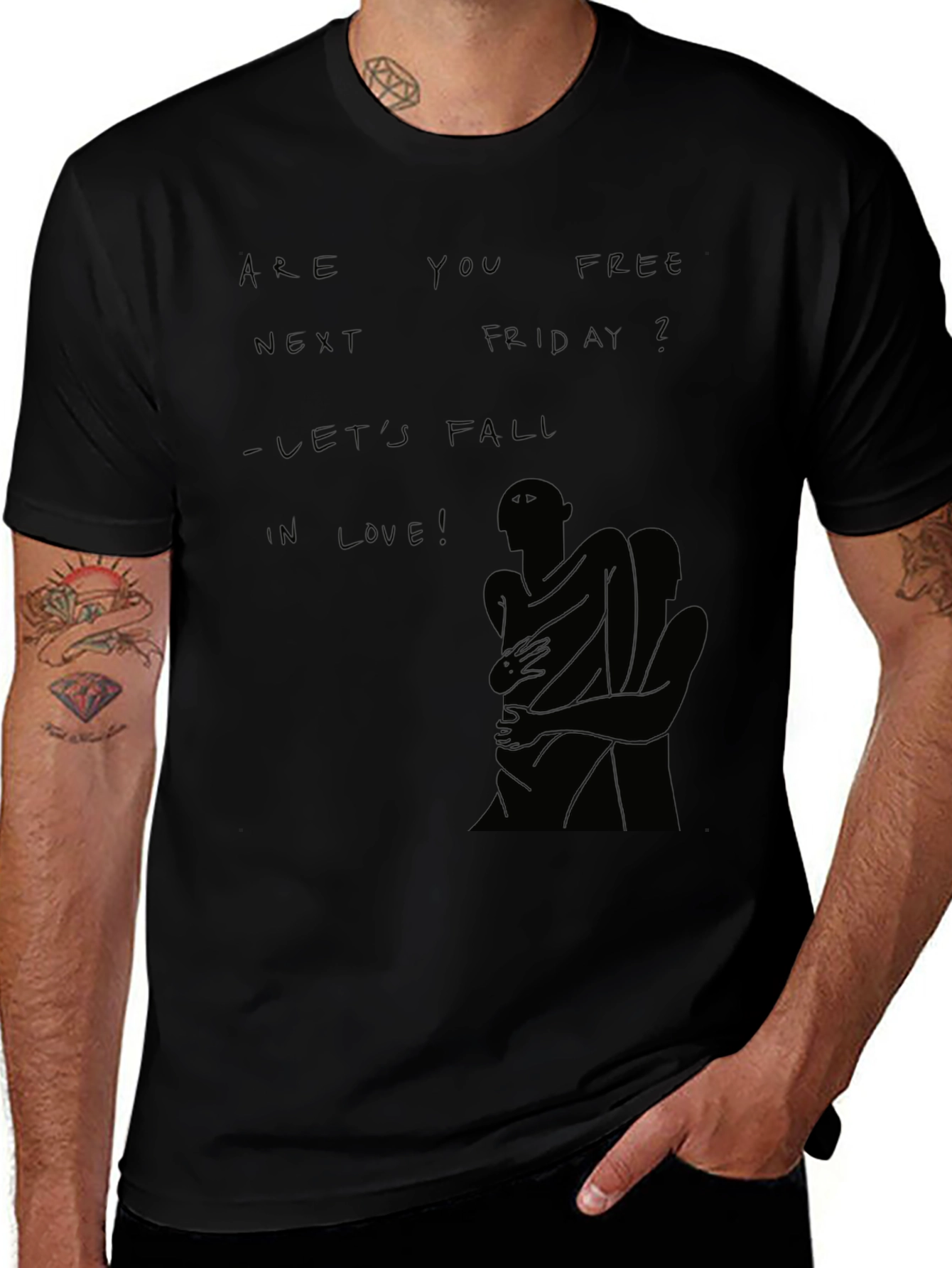 Romantic Date Black Graphic T-Shirt