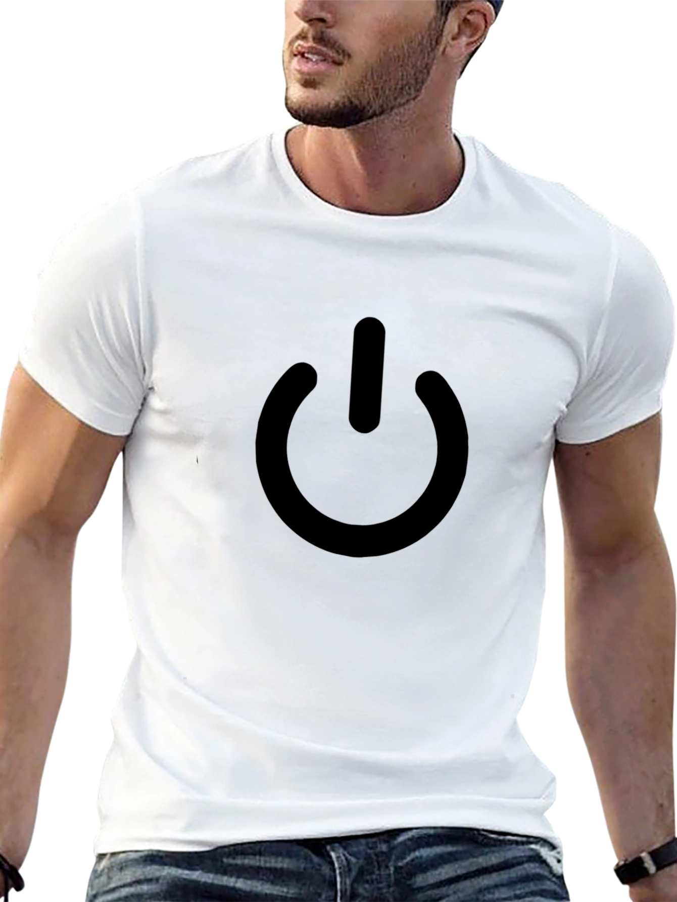 Power Button Graphic T-Shirt - Stylish Black Tee