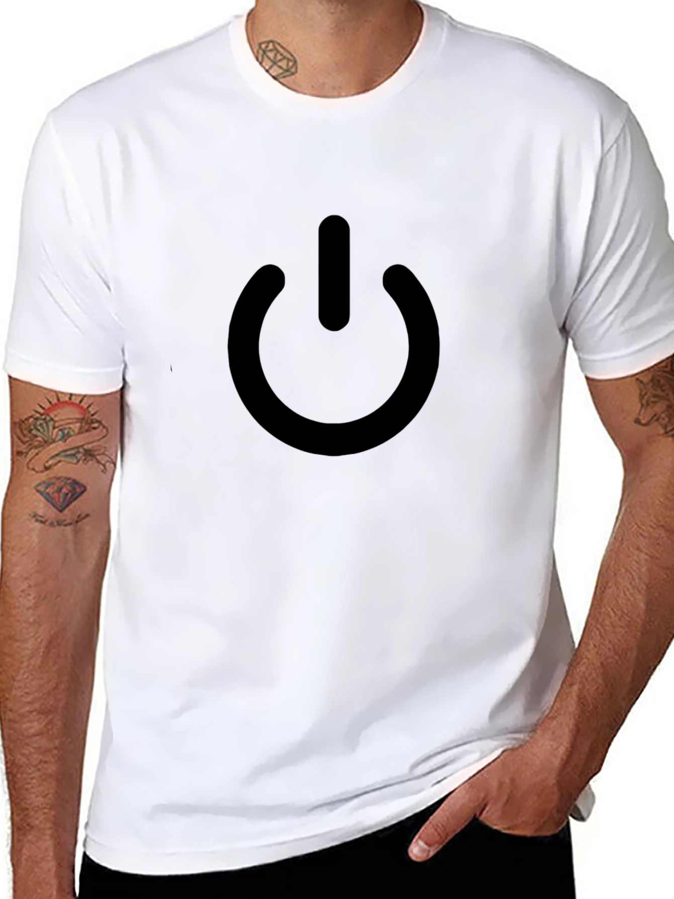 Power Button Graphic T-Shirt - Stylish Black Tee