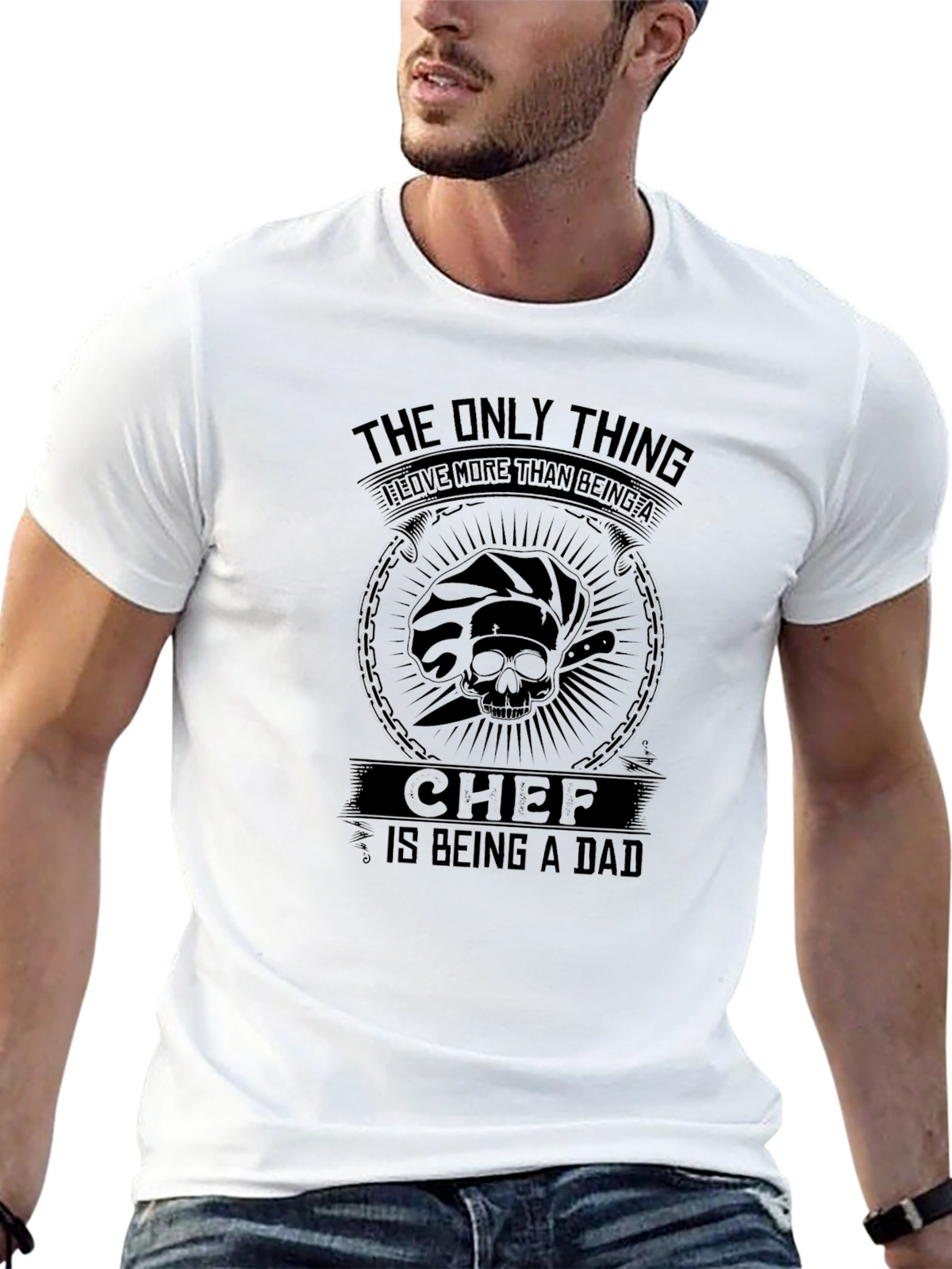 Chef Dad T-Shirt - Skull & Knife Design