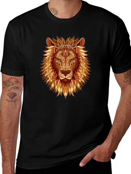 Lion Graphic Print T-Shirt - Mens Black Tee